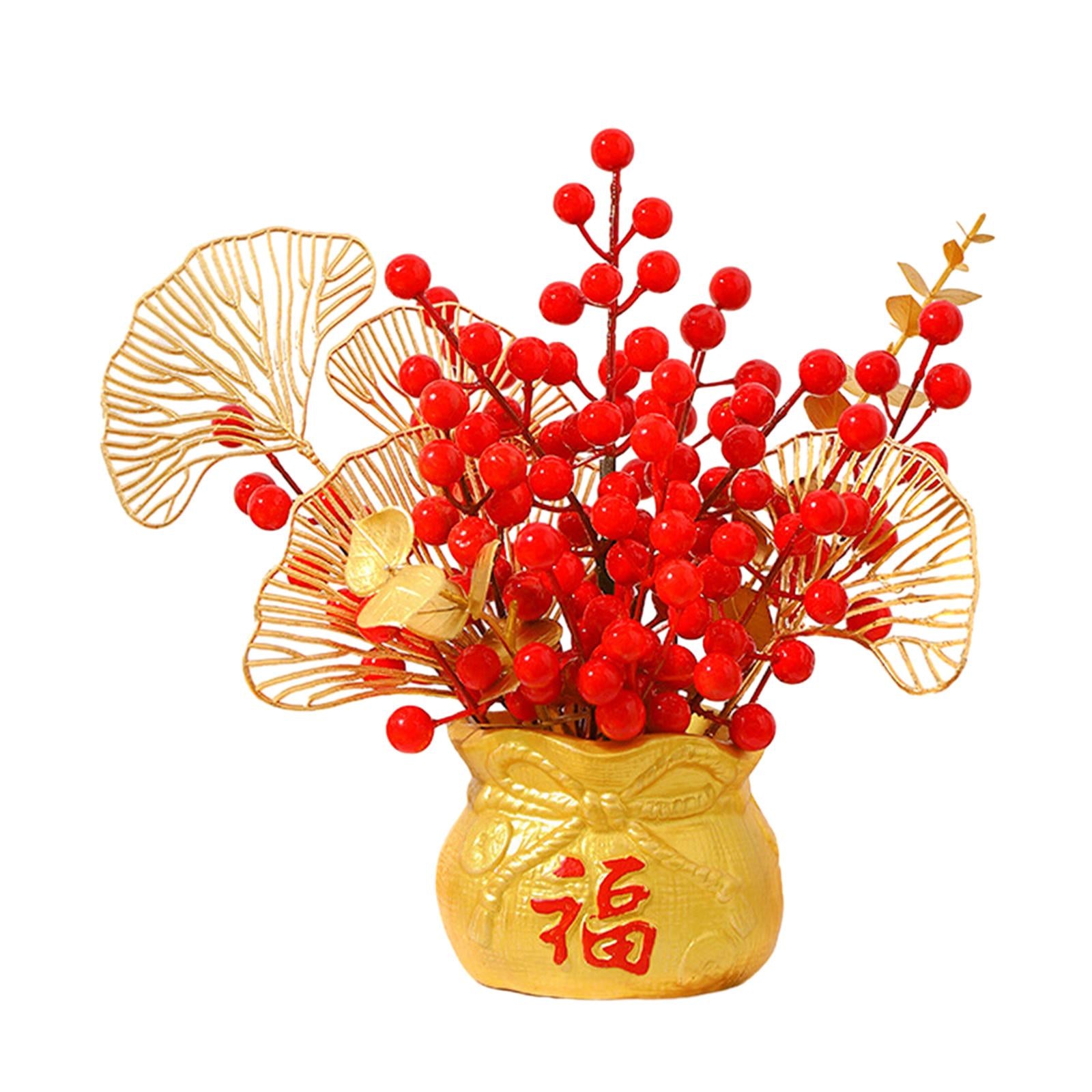 Chinese New Year Feng Shui Treasure Basin Vase Decor Congratulatory Gift Style D
