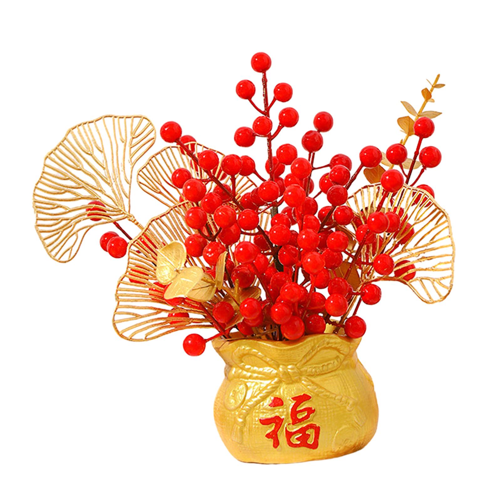 Chinese New Year Feng Shui Treasure Basin Vase Decor Congratulatory Gift Style D