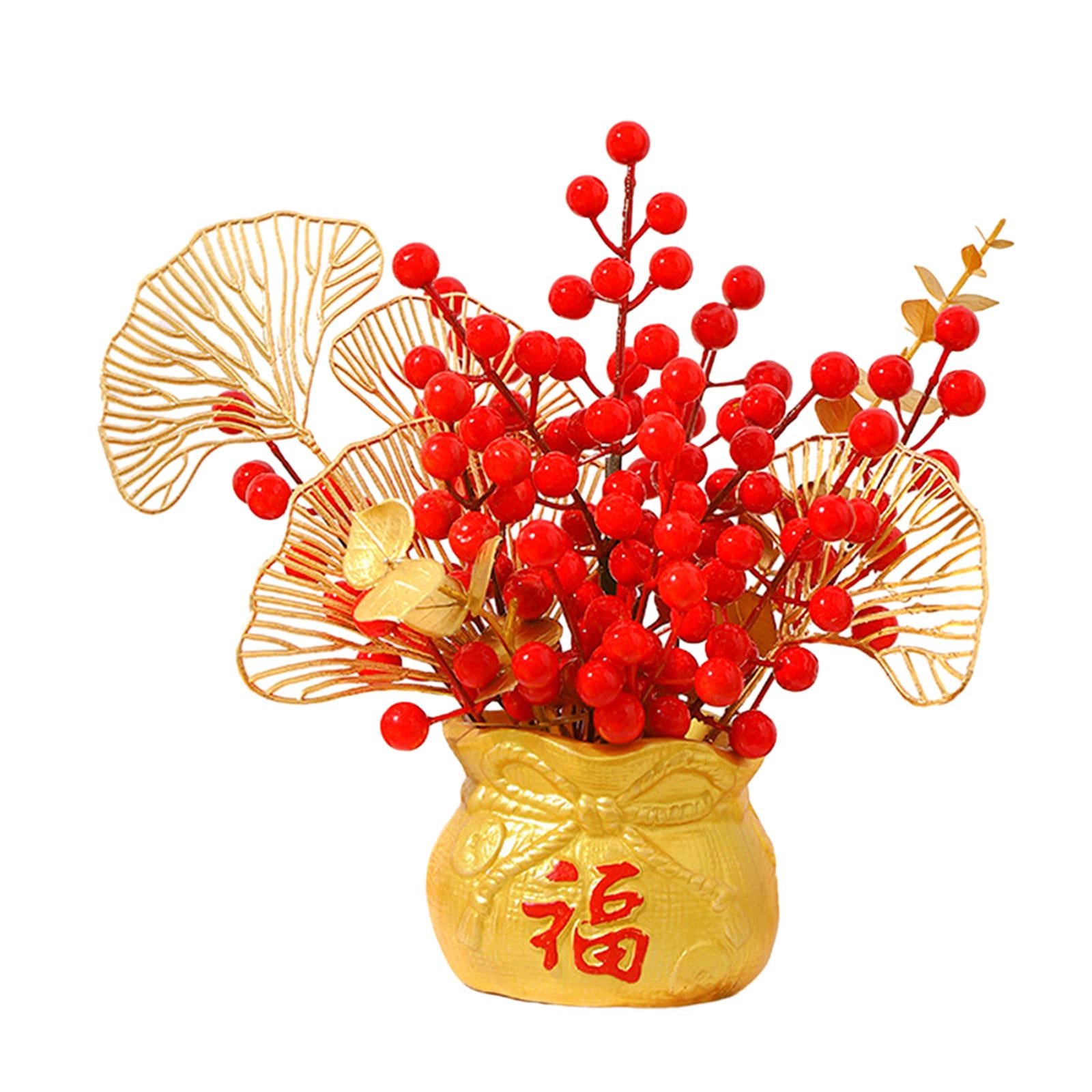 Chinese New Year Feng Shui Treasure Basin Vase Decor Congratulatory Gift Style D