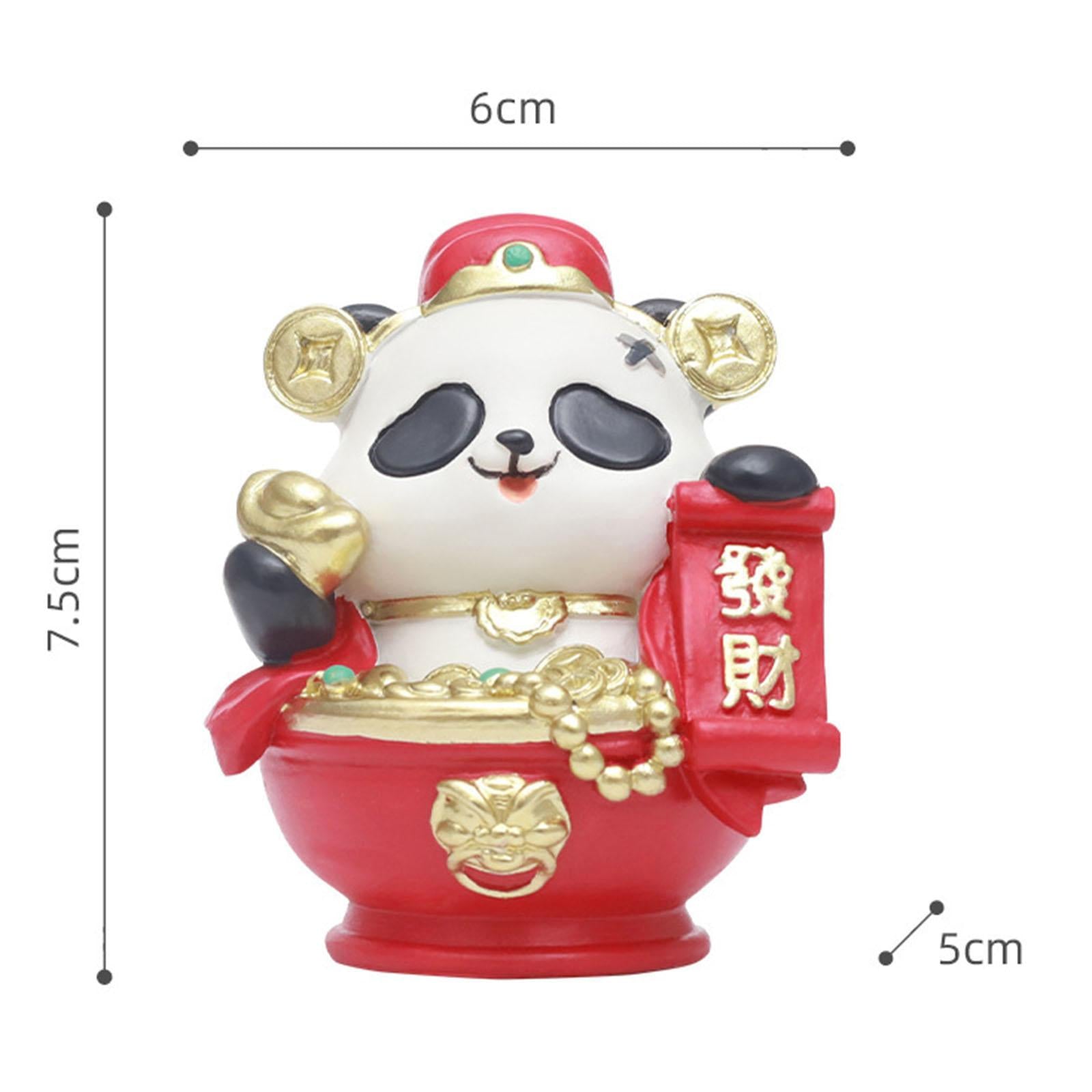 Chinese New Year Panda Figurine Table Ornament Handmade for Wall Shelf Decor Style A