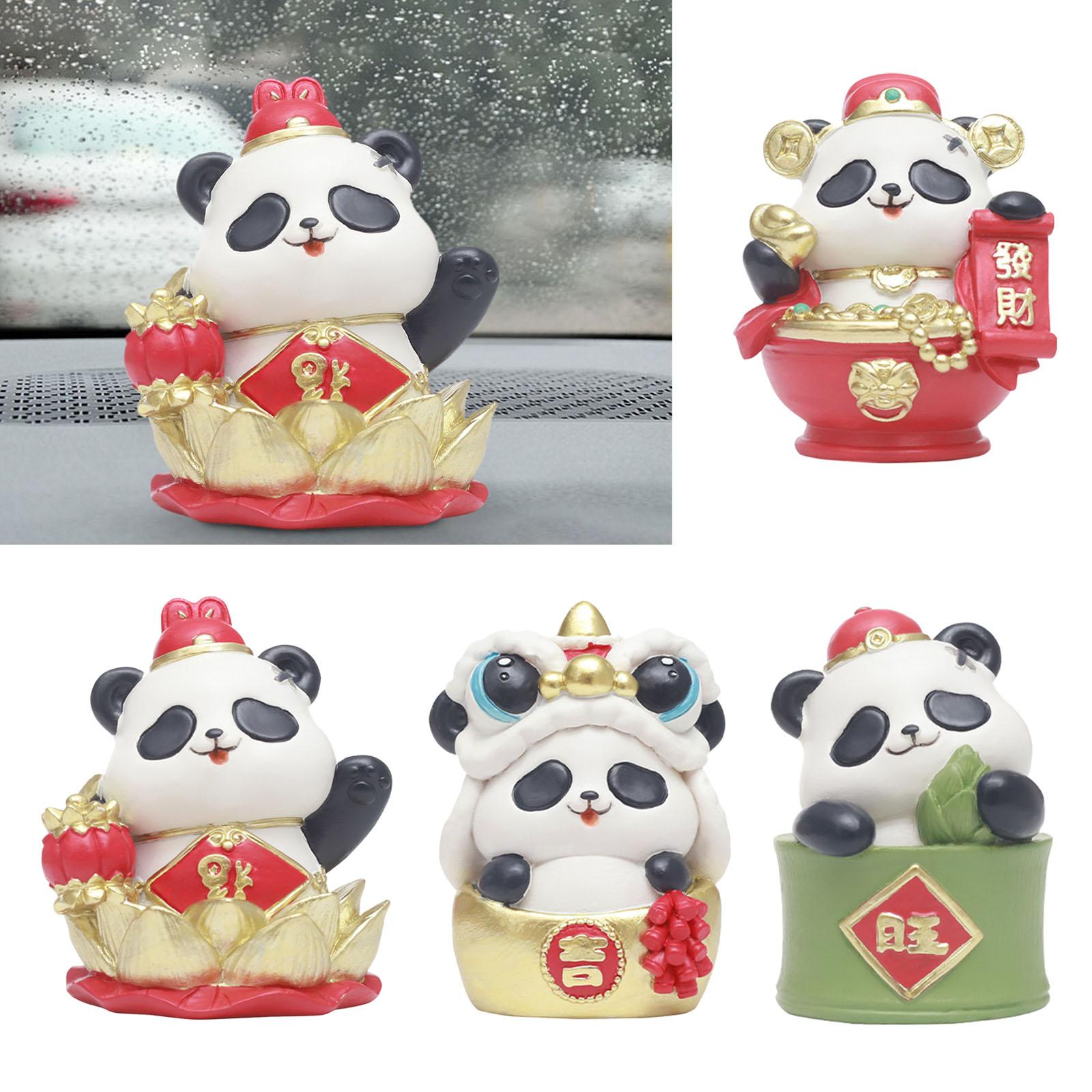Chinese New Year Panda Figurine Table Ornament Handmade for Wall Shelf Decor Style A
