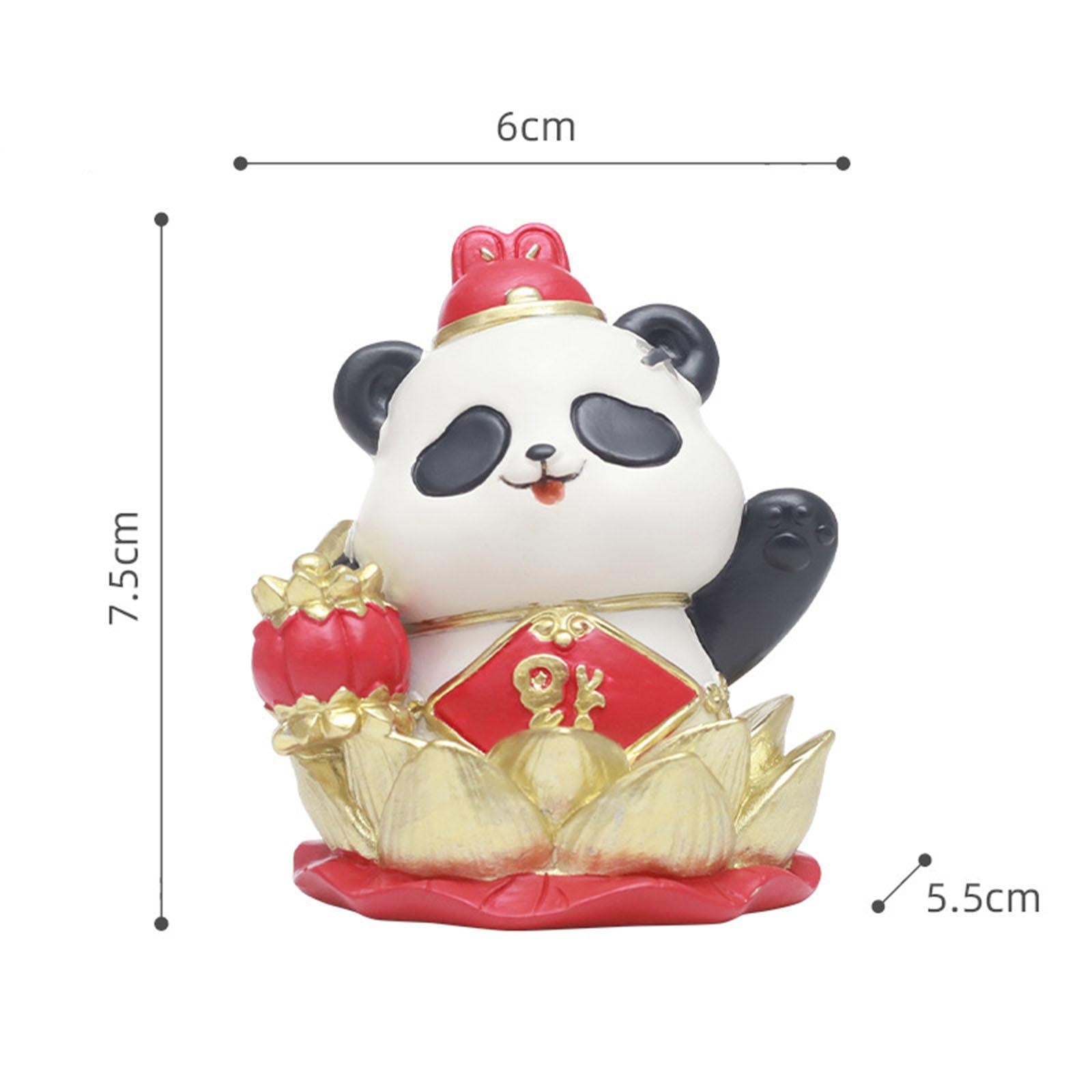 Chinese New Year Panda Figurine Table Ornament Handmade for Wall Shelf Decor Style B