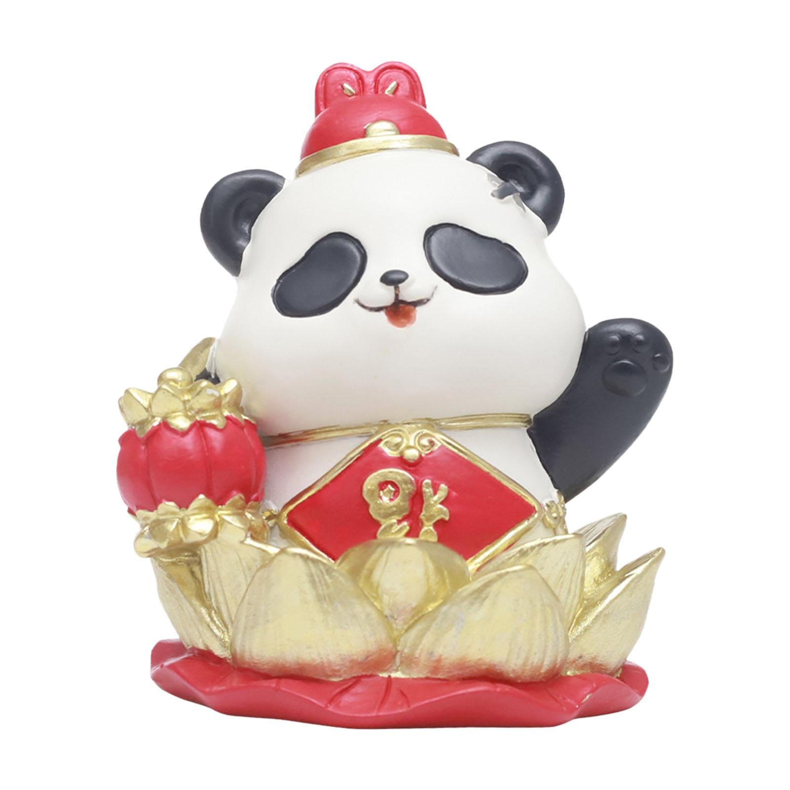 Chinese New Year Panda Figurine Table Ornament Handmade for Wall Shelf Decor Style B