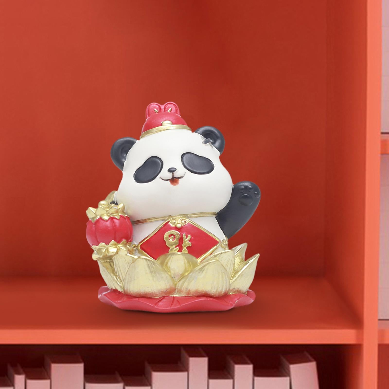 Chinese New Year Panda Figurine Table Ornament Handmade for Wall Shelf Decor Style B