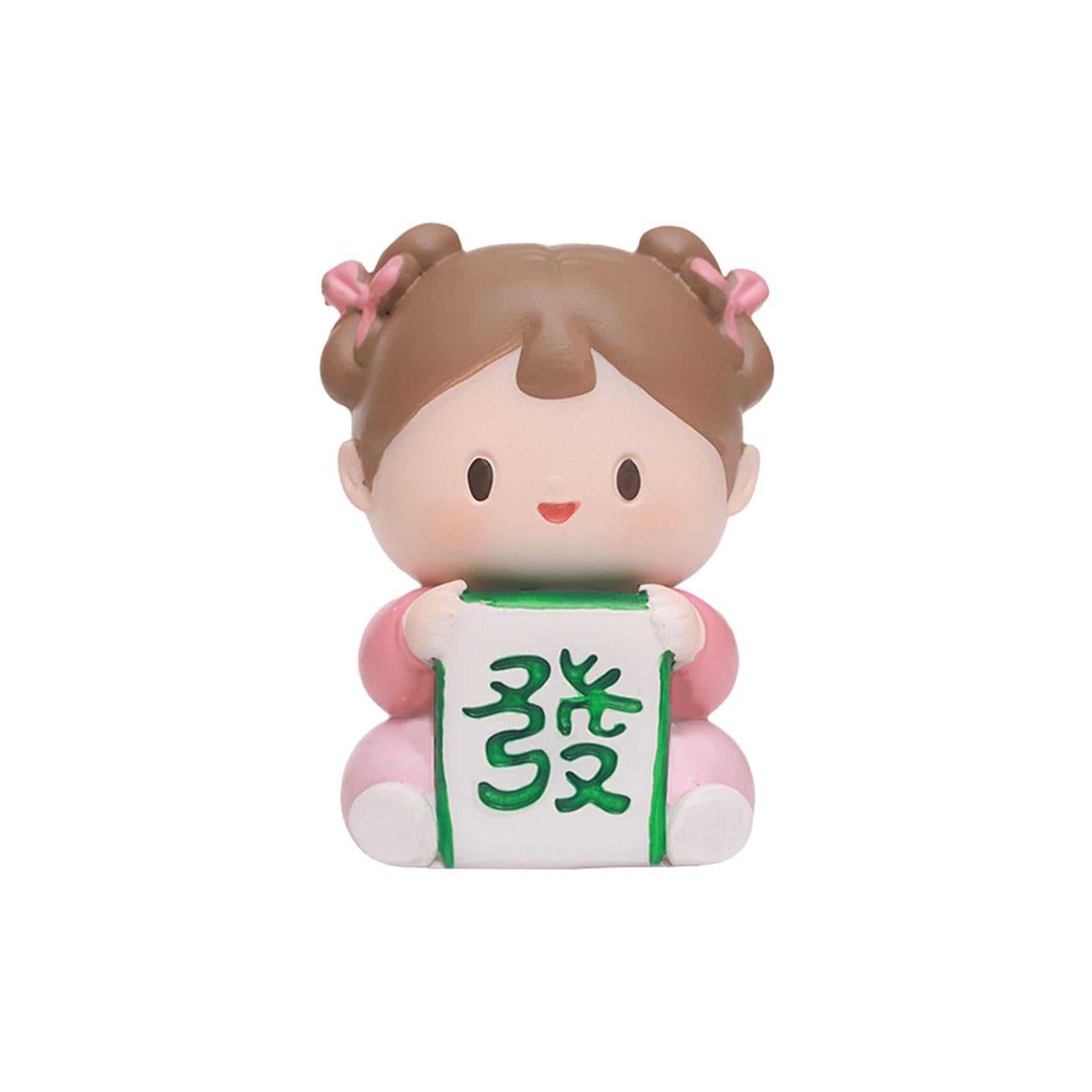 Traditional Chinese Girls Statue Resin Sculpture Cabinet Miniature Figurines 4cmx3.5cmx6cm Chinese Character