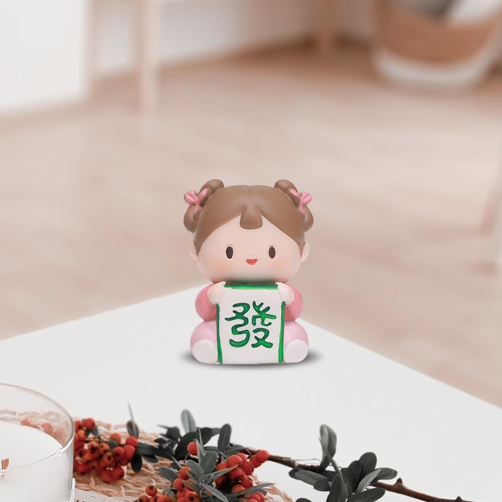 Traditional Chinese Girls Statue Resin Sculpture Cabinet Miniature Figurines 4cmx3.5cmx6cm Chinese Character