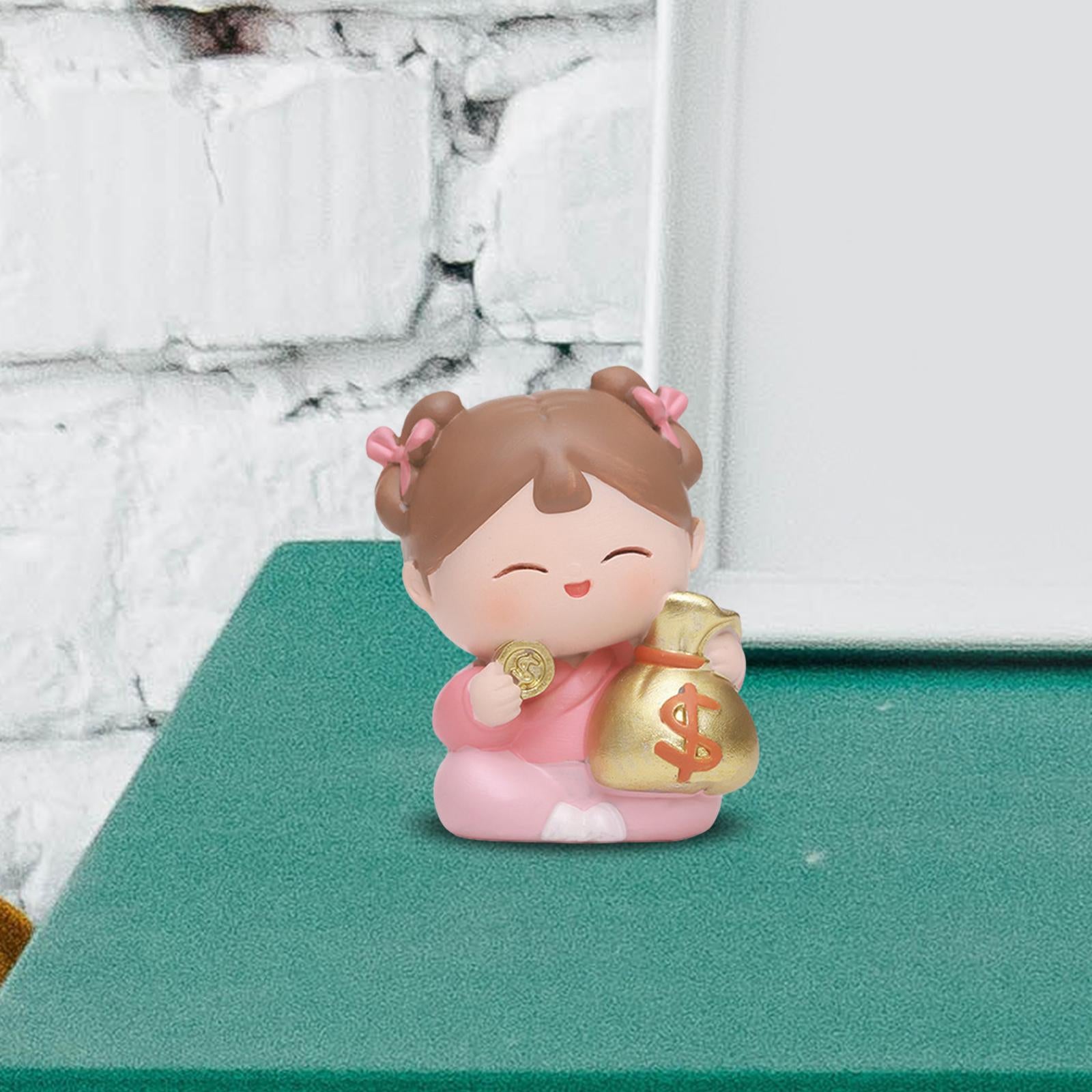 Traditional Chinese Girls Statue Resin Sculpture Cabinet Miniature Figurines 4.5cmx3.5cmx6cm with Purse