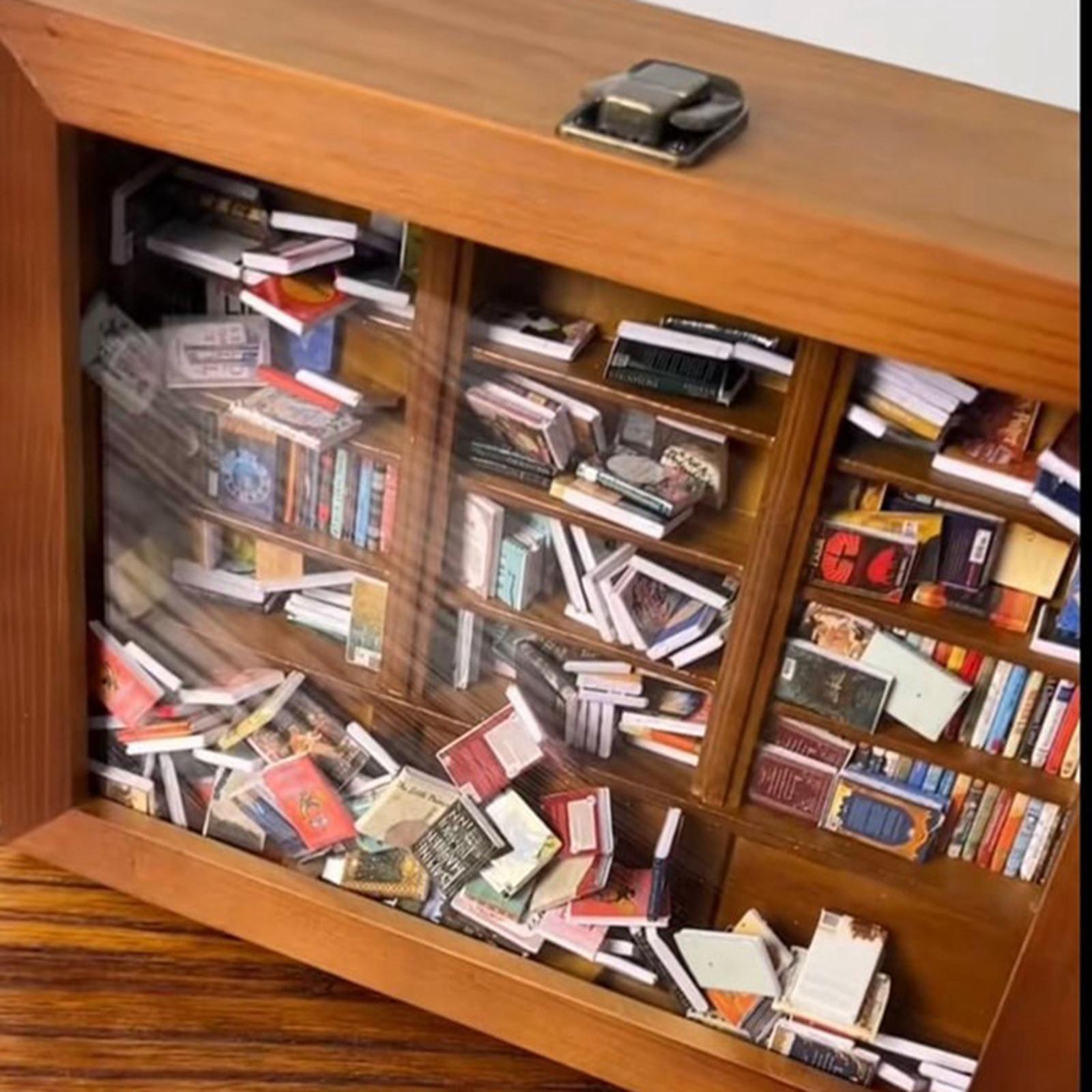 Shaking Bookshelf Home Decor Wood Reading Ornament for Bookworm Teacher