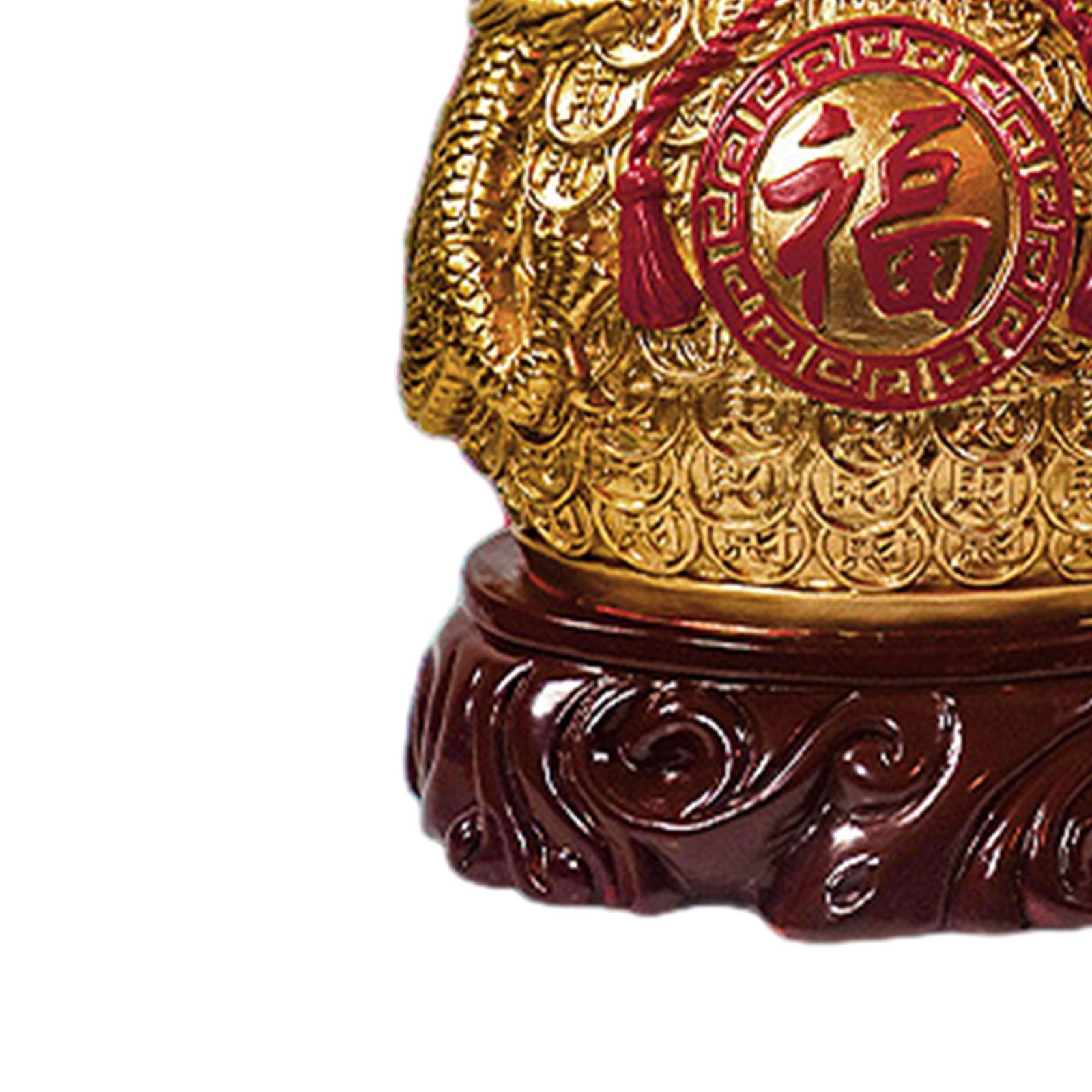 Chinese New Year Feng Shui Blessing Bag Vase Decor Sculpture for Living Room Dark Gold
