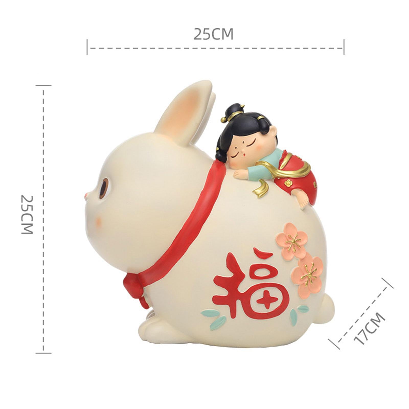Resin Rabbit Figurine Piggy Bank Exquisite Delicate Decorative Rabbit Statue