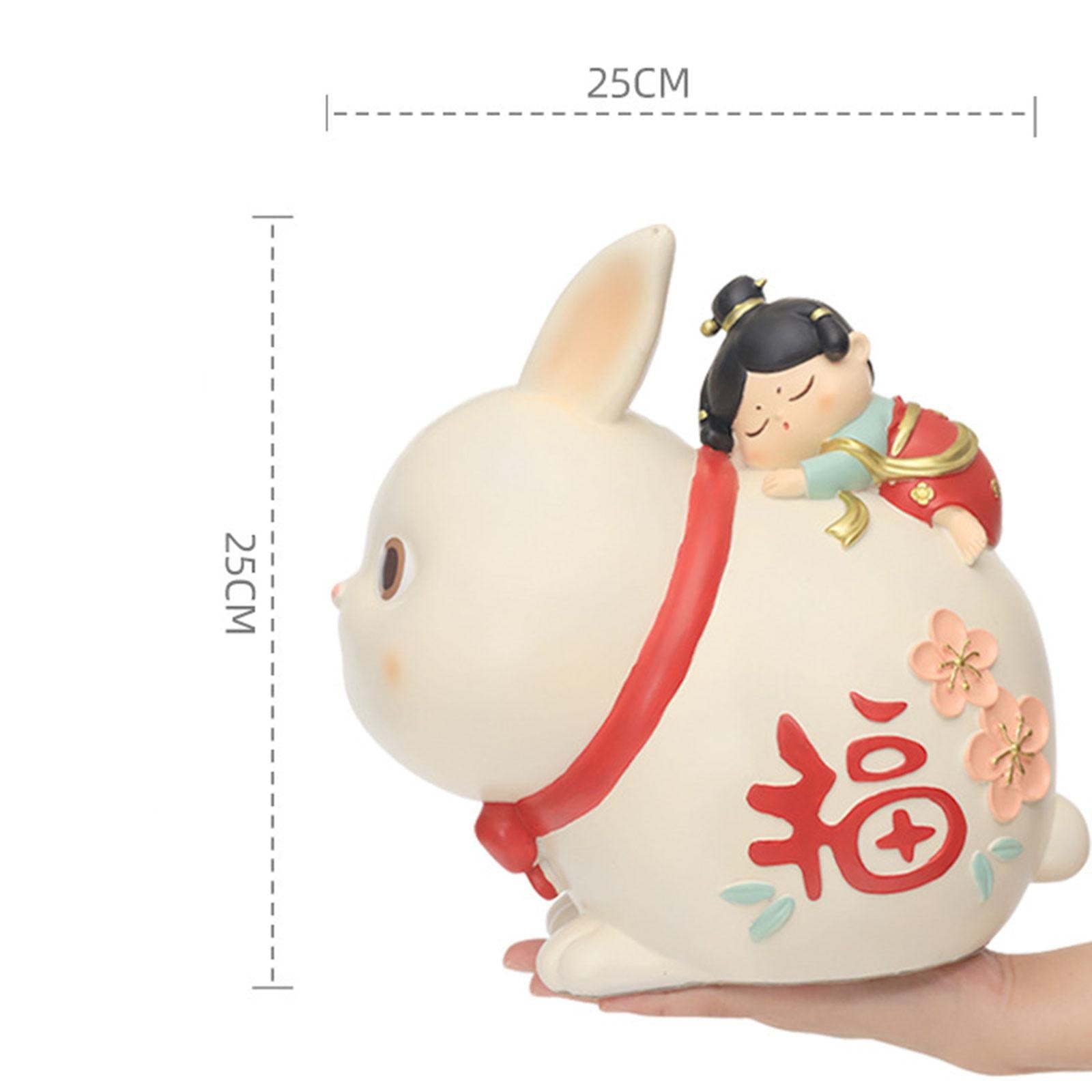 Resin Rabbit Figurine Piggy Bank Exquisite Delicate Decorative Rabbit Statue