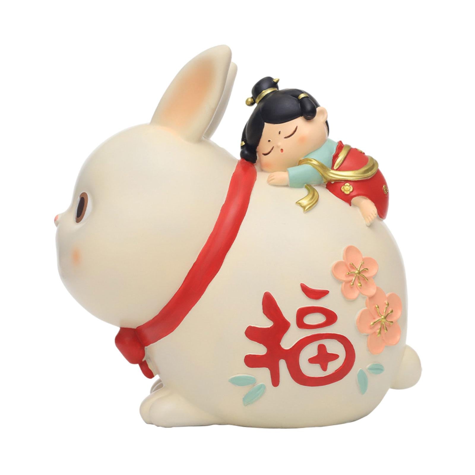 Resin Rabbit Figurine Piggy Bank Exquisite Delicate Decorative Rabbit Statue