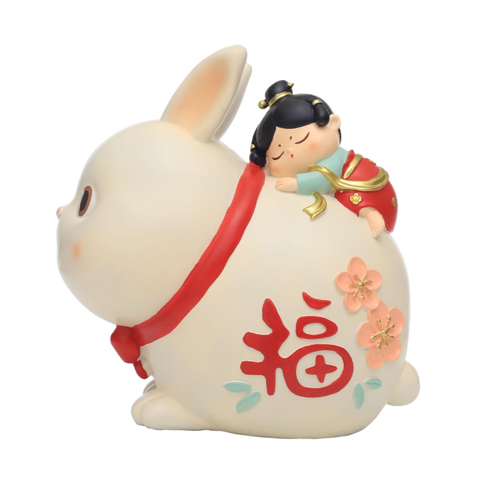 Resin Rabbit Figurine Piggy Bank Exquisite Delicate Decorative Rabbit Statue