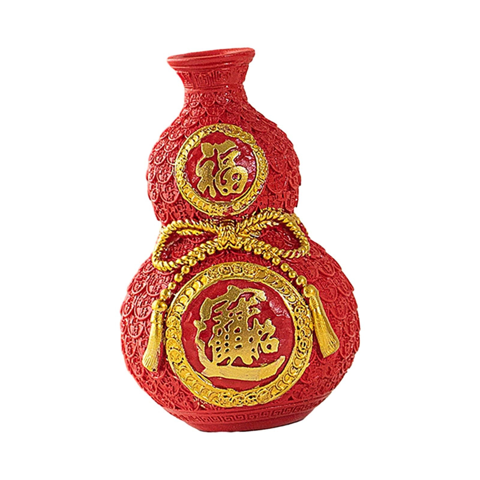 Chinese New Year Feng Shui Blessing Bag Vase Decor for Centerpieces Tabletop Small red