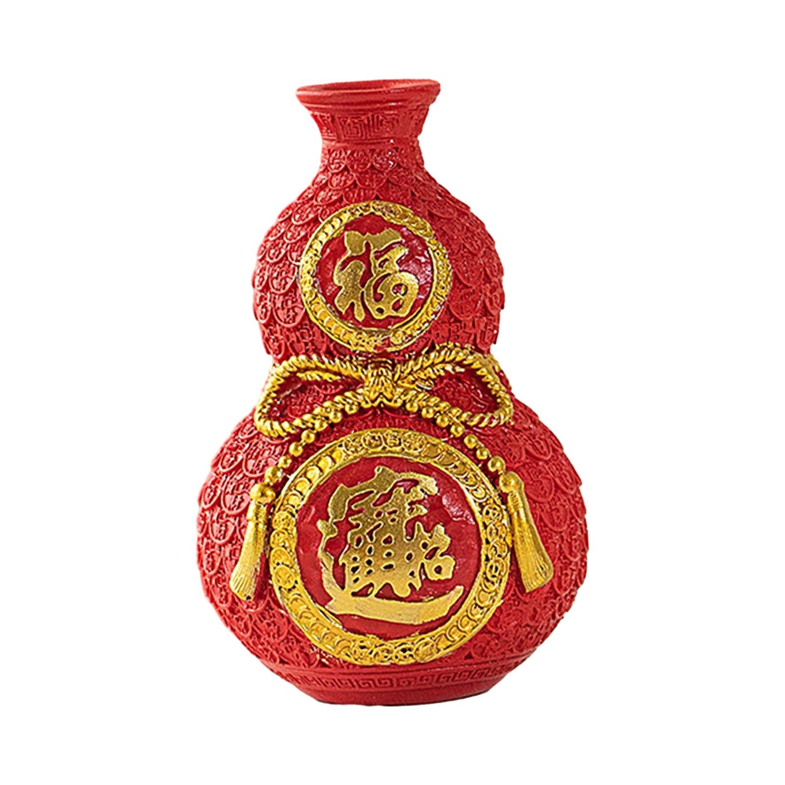 Chinese New Year Feng Shui Blessing Bag Vase Decor for Centerpieces Tabletop Small red