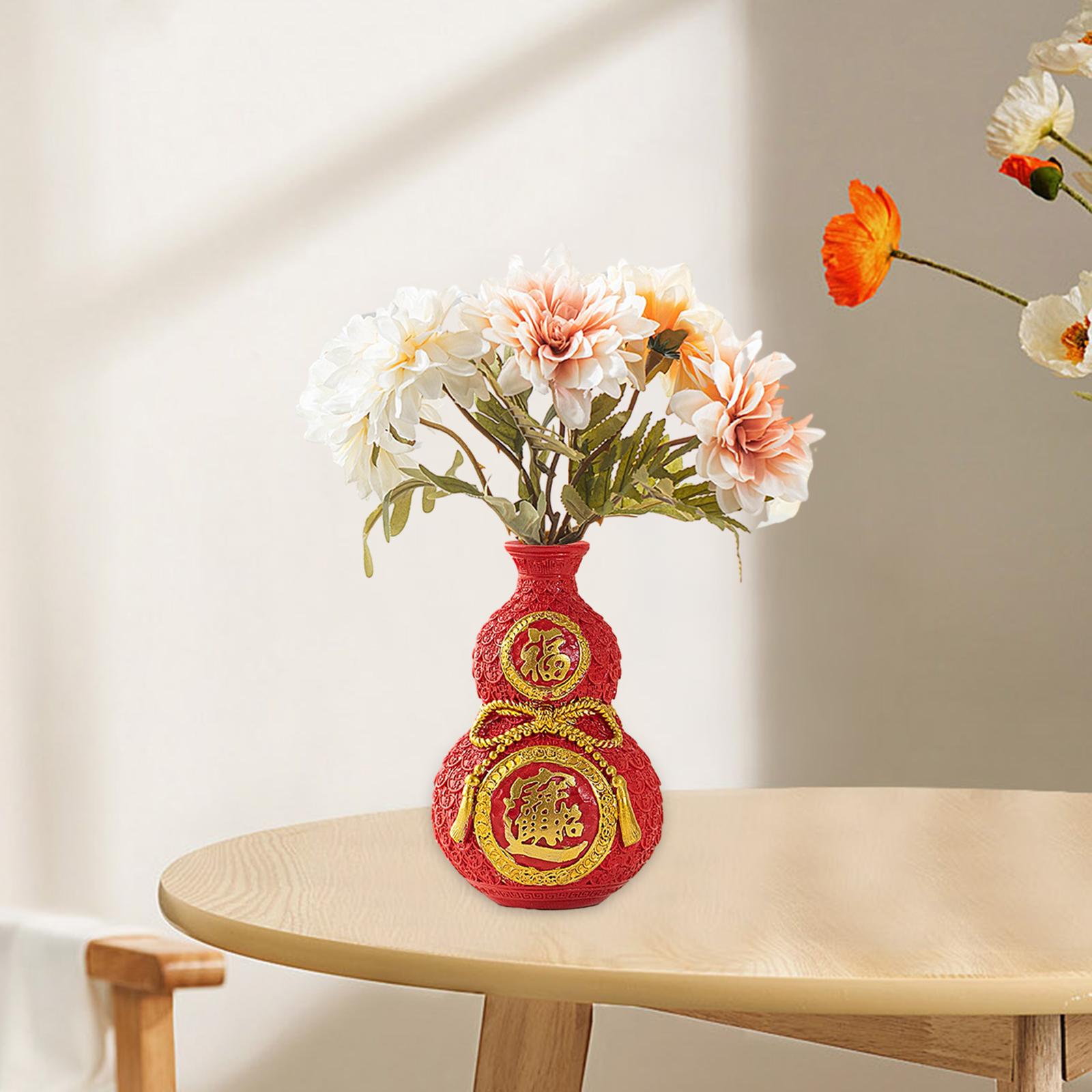 Chinese New Year Feng Shui Blessing Bag Vase Decor for Centerpieces Tabletop Small red