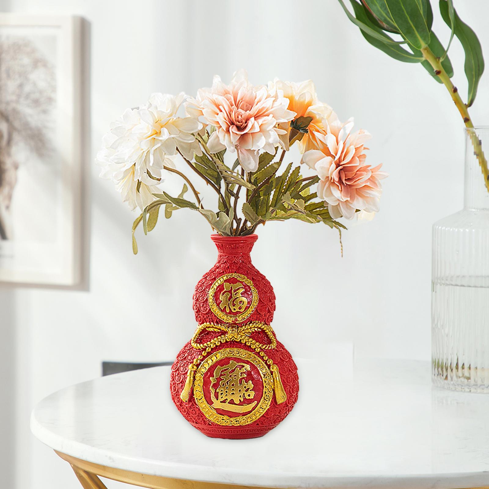 Chinese New Year Feng Shui Blessing Bag Vase Decor for Centerpieces Tabletop Small red