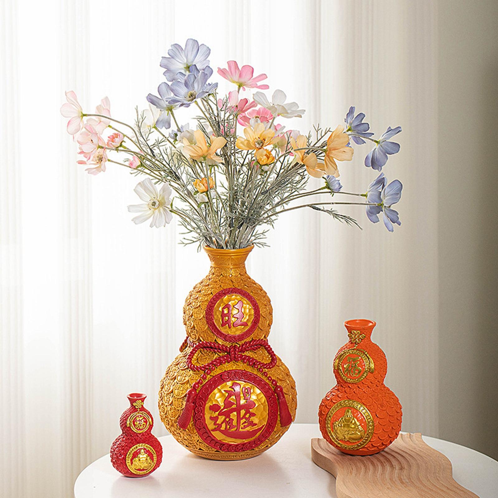 Chinese New Year Feng Shui Blessing Bag Vase Decor for Centerpieces Tabletop Small gold