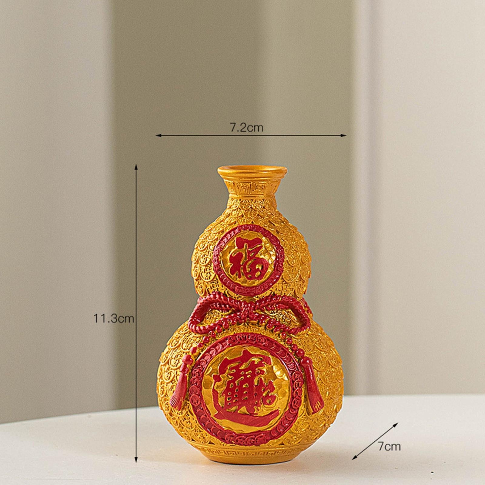 Chinese New Year Feng Shui Blessing Bag Vase Decor for Centerpieces Tabletop Small gold