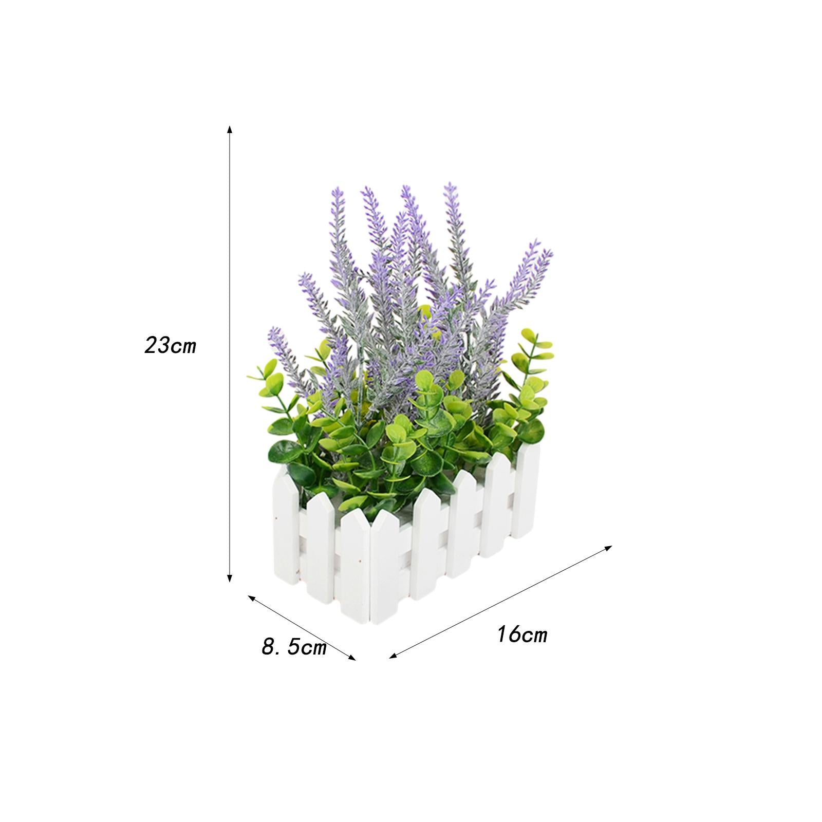 Artificial Flower Plant Potted in Picket Fence for Office Room Decor Wedding violet