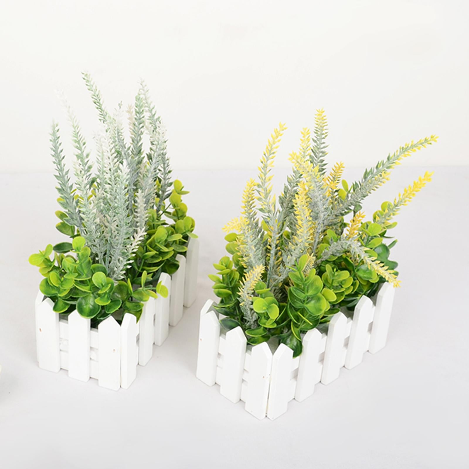 Artificial Flower Plant Potted in Picket Fence for Office Room Decor Wedding yellow
