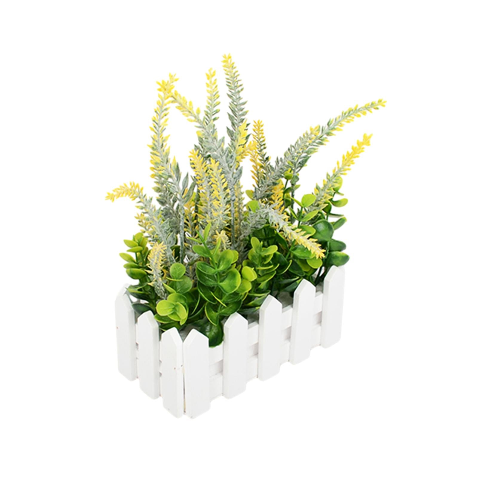 Artificial Flower Plant Potted in Picket Fence for Office Room Decor Wedding yellow