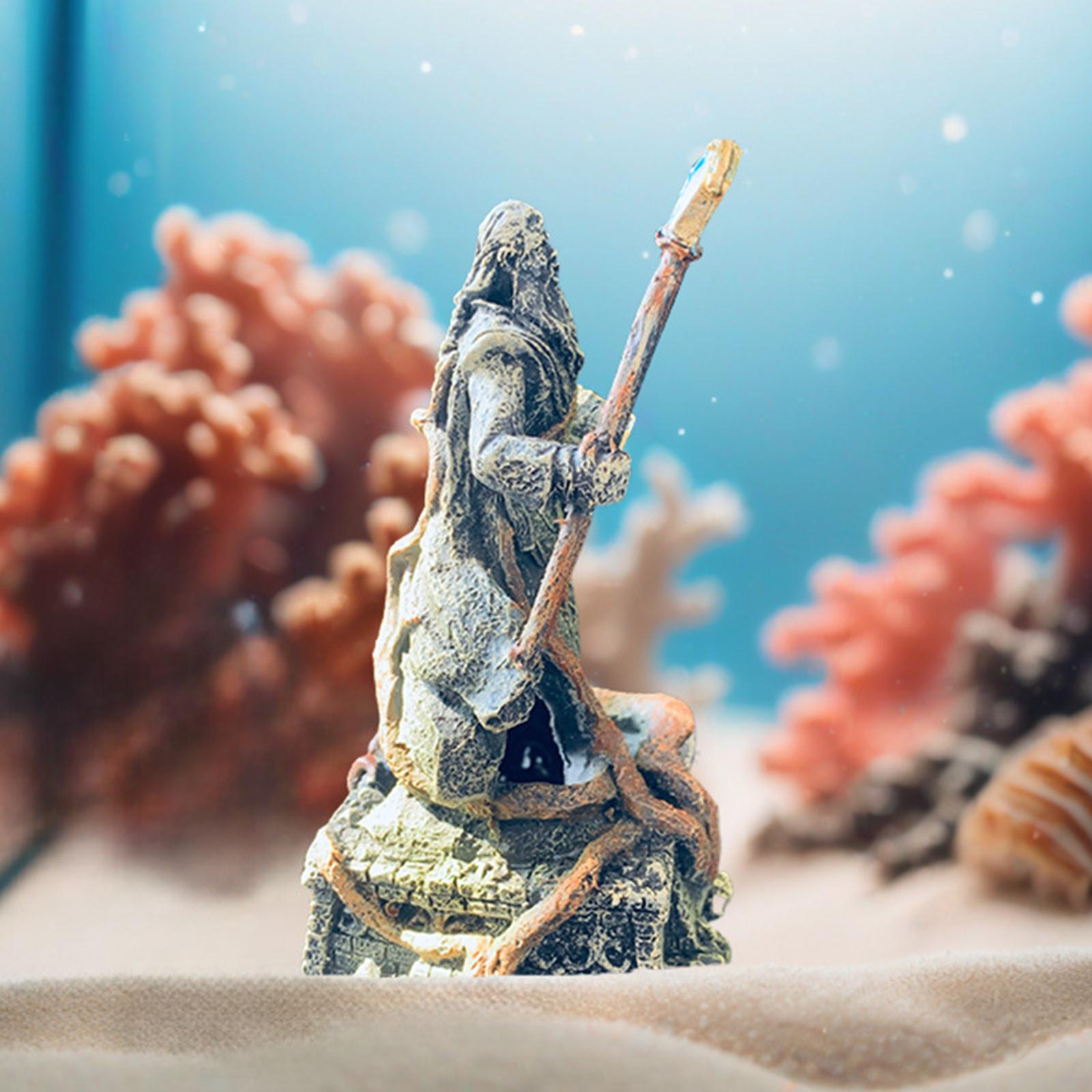 Aquarium Decoration Mage Figurine Fish Tank Decoration for Balcony Lawn Yard