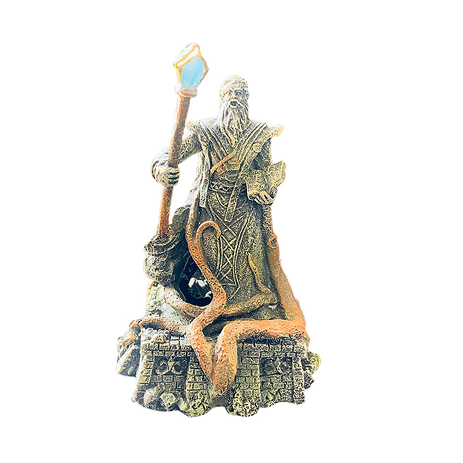 Aquarium Decoration Mage Figurine Fish Tank Decoration for Balcony Lawn Yard