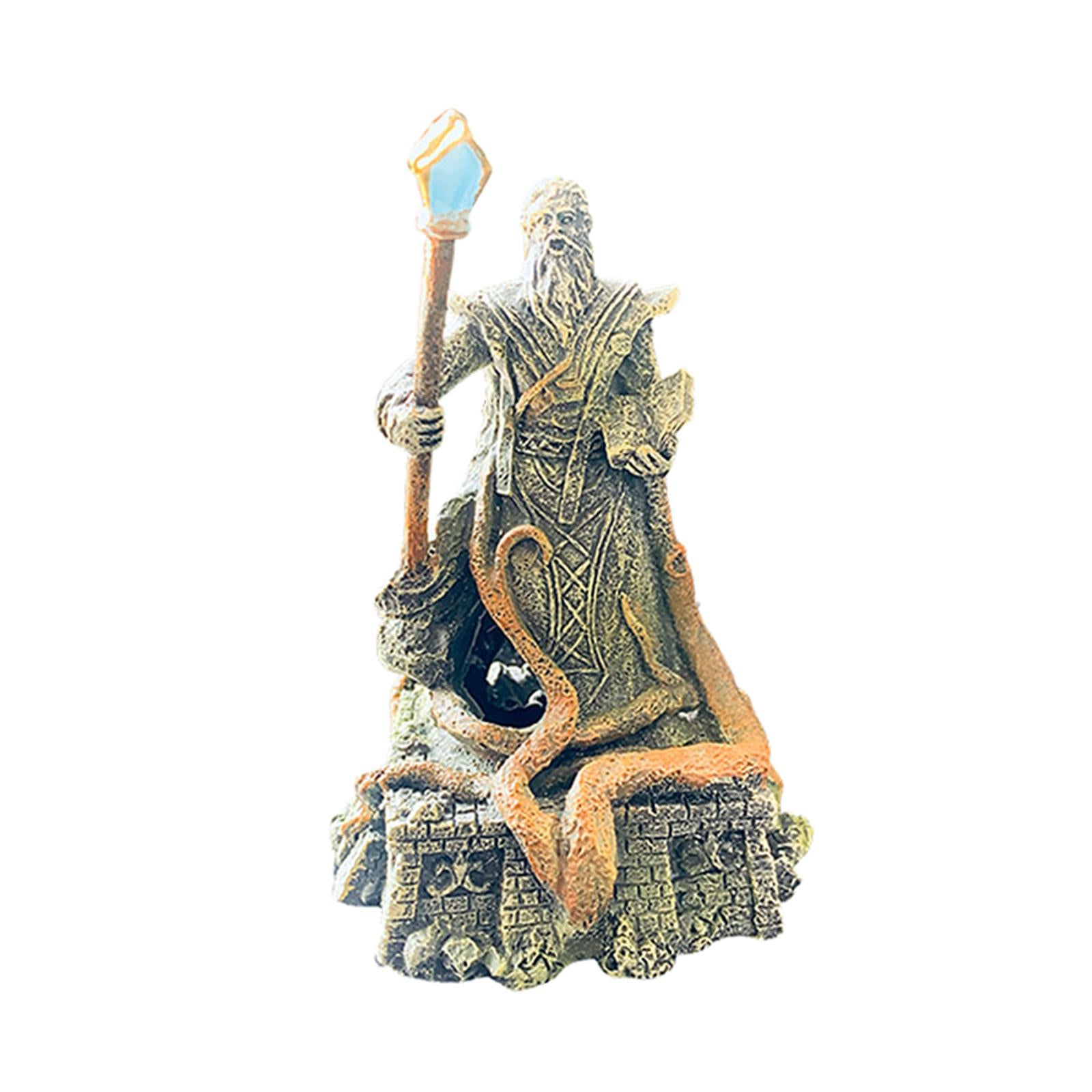 Aquarium Decoration Mage Figurine Fish Tank Decoration for Balcony Lawn Yard