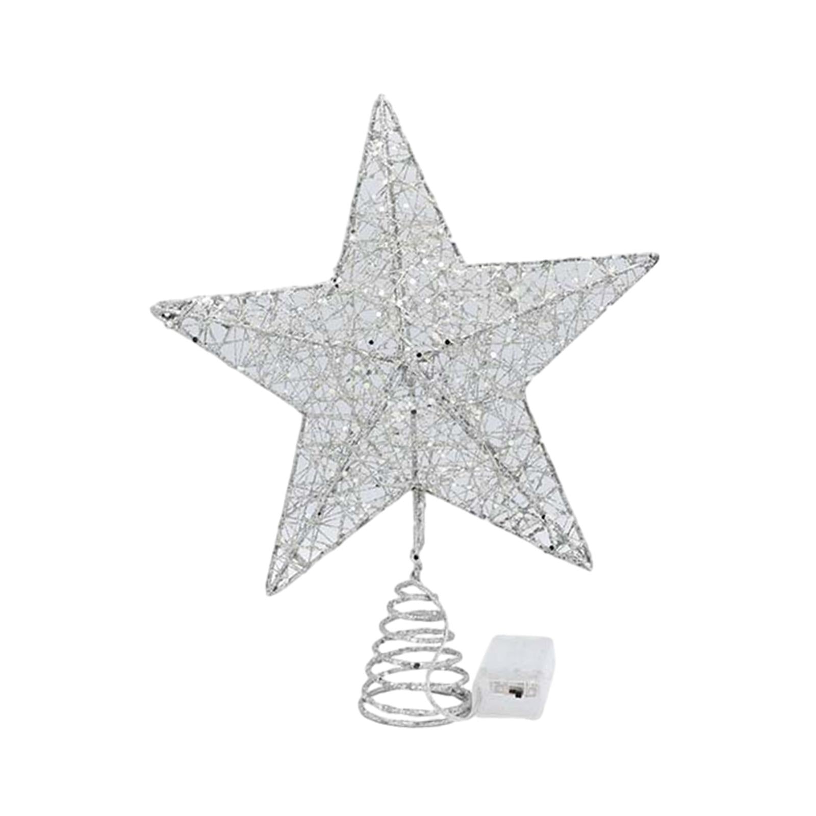 Xmas Tree Top Star Tree Ornaments Beautiful Creative Tree Top Light for Party Silver 30cmx33cm