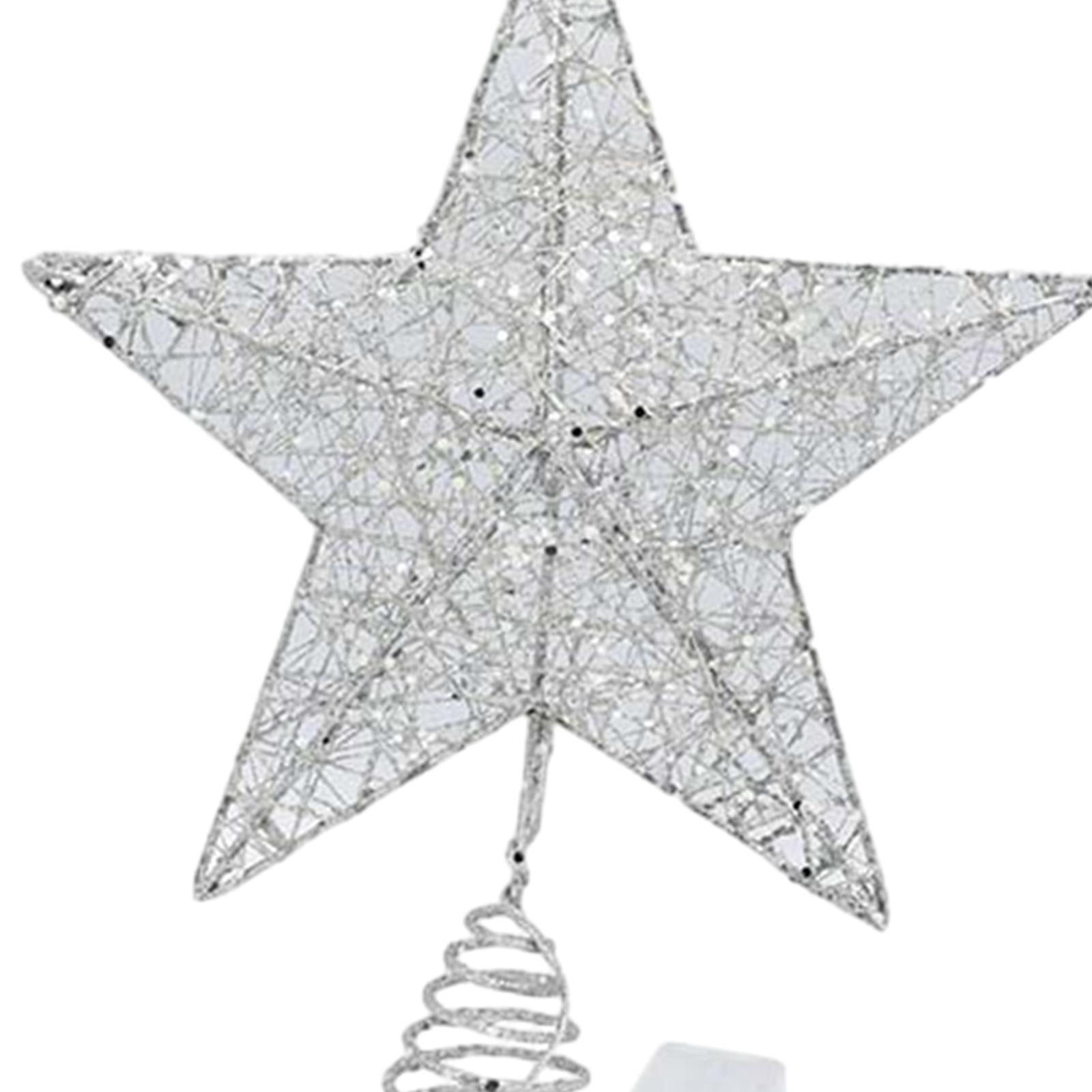 Xmas Tree Top Star Tree Ornaments Beautiful Creative Tree Top Light for Party Silver 30cmx33cm