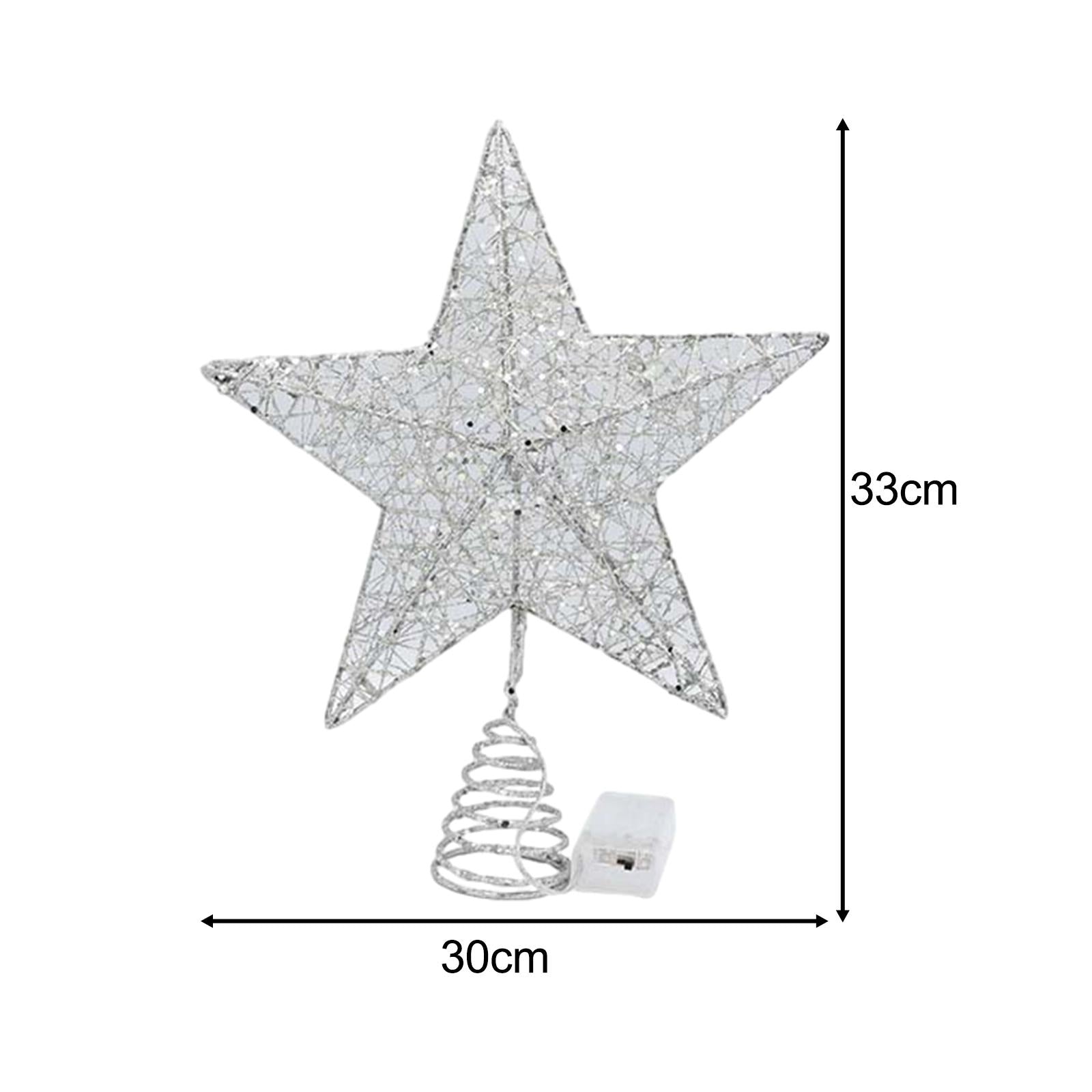 Xmas Tree Top Star Tree Ornaments Beautiful Creative Tree Top Light for Party Silver 30cmx33cm