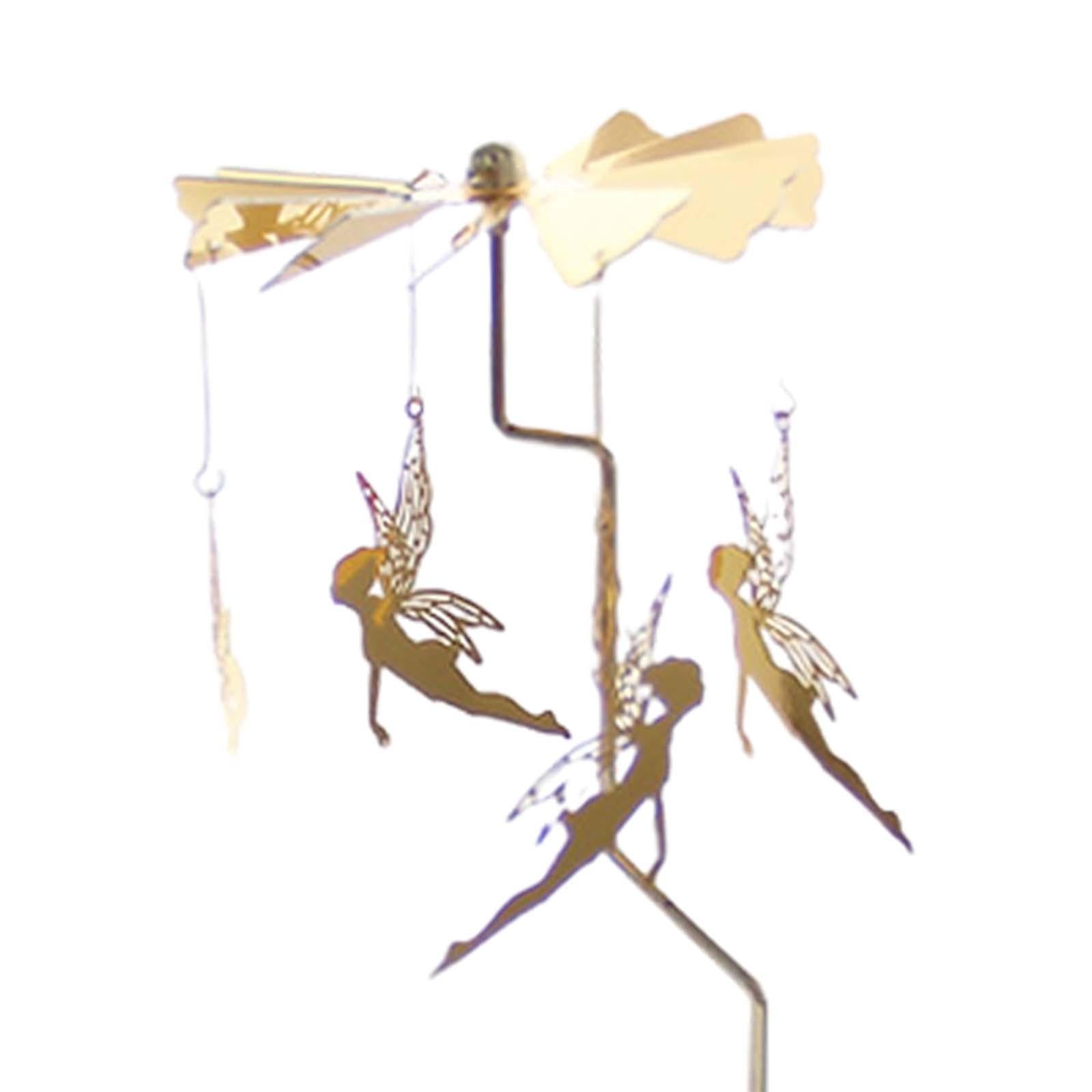 Rotary Candlestick Fairy Rotary Candle Holder for Desktop Thanksgiving Party 10cm plate gold Elf