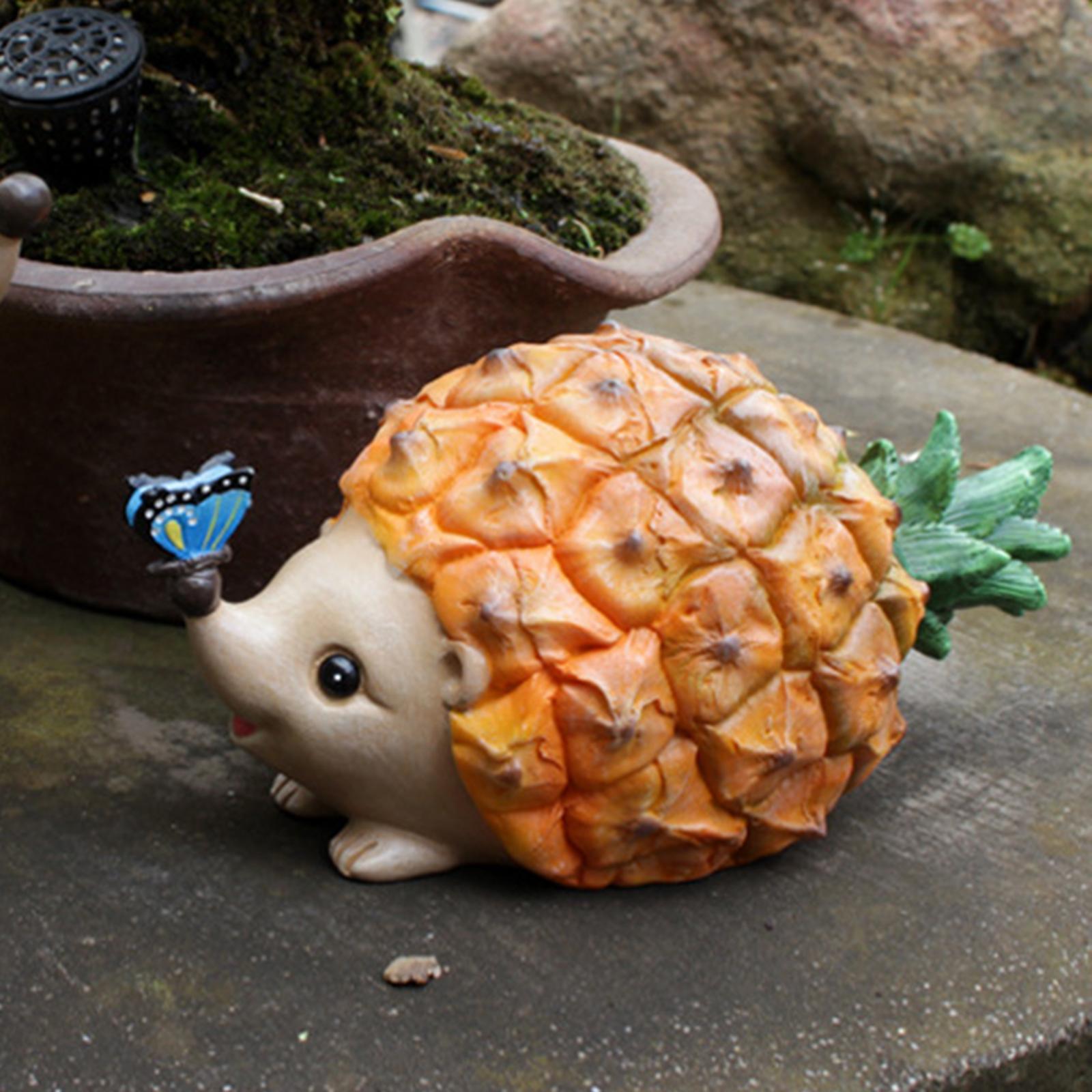 Pineapple Hedgehog Figurine Decorative for Balcony Bookshelf Flowerpot Decor