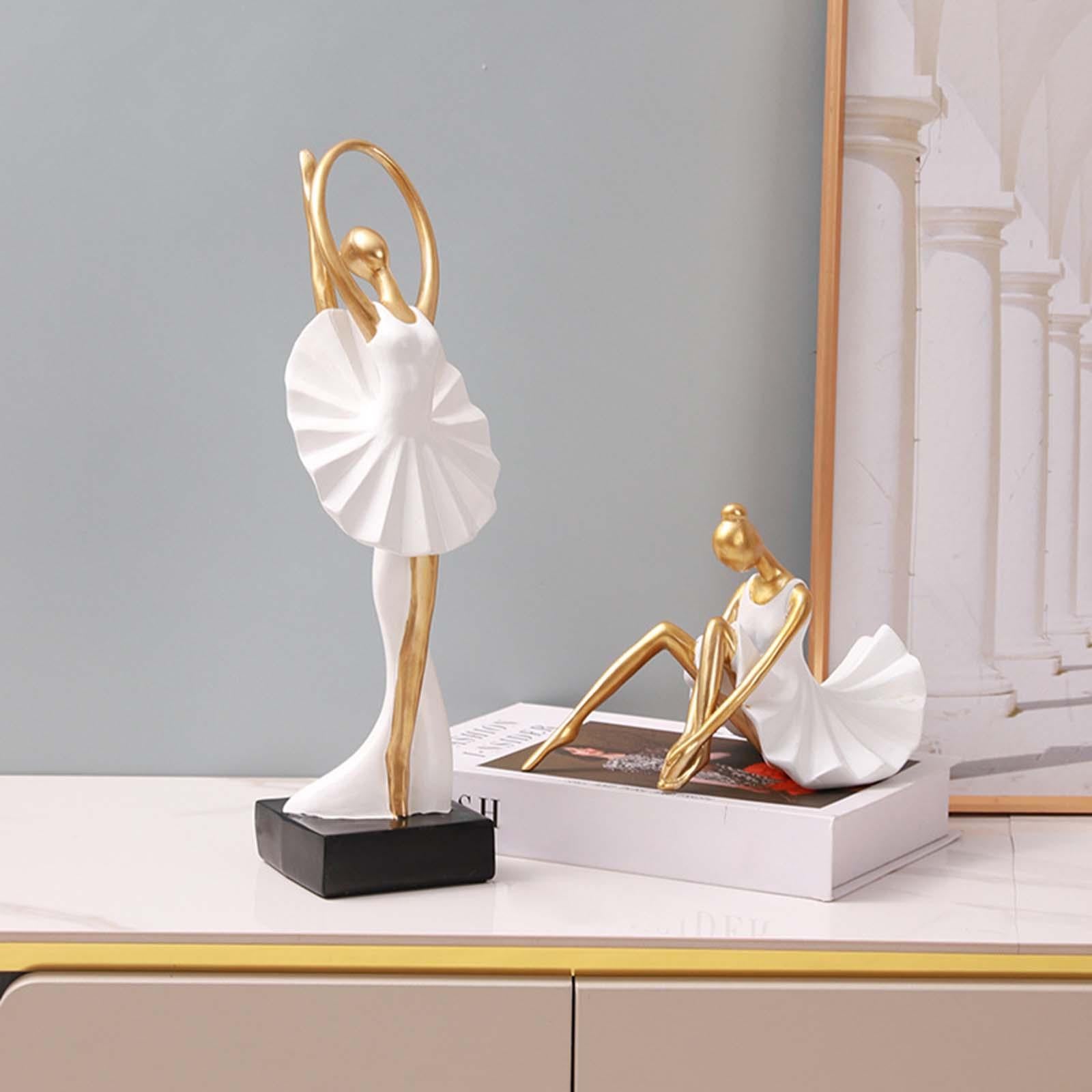 Ballerina Girl Figurine Statue Ornament for Bookshelf Living Room Decoration Style B