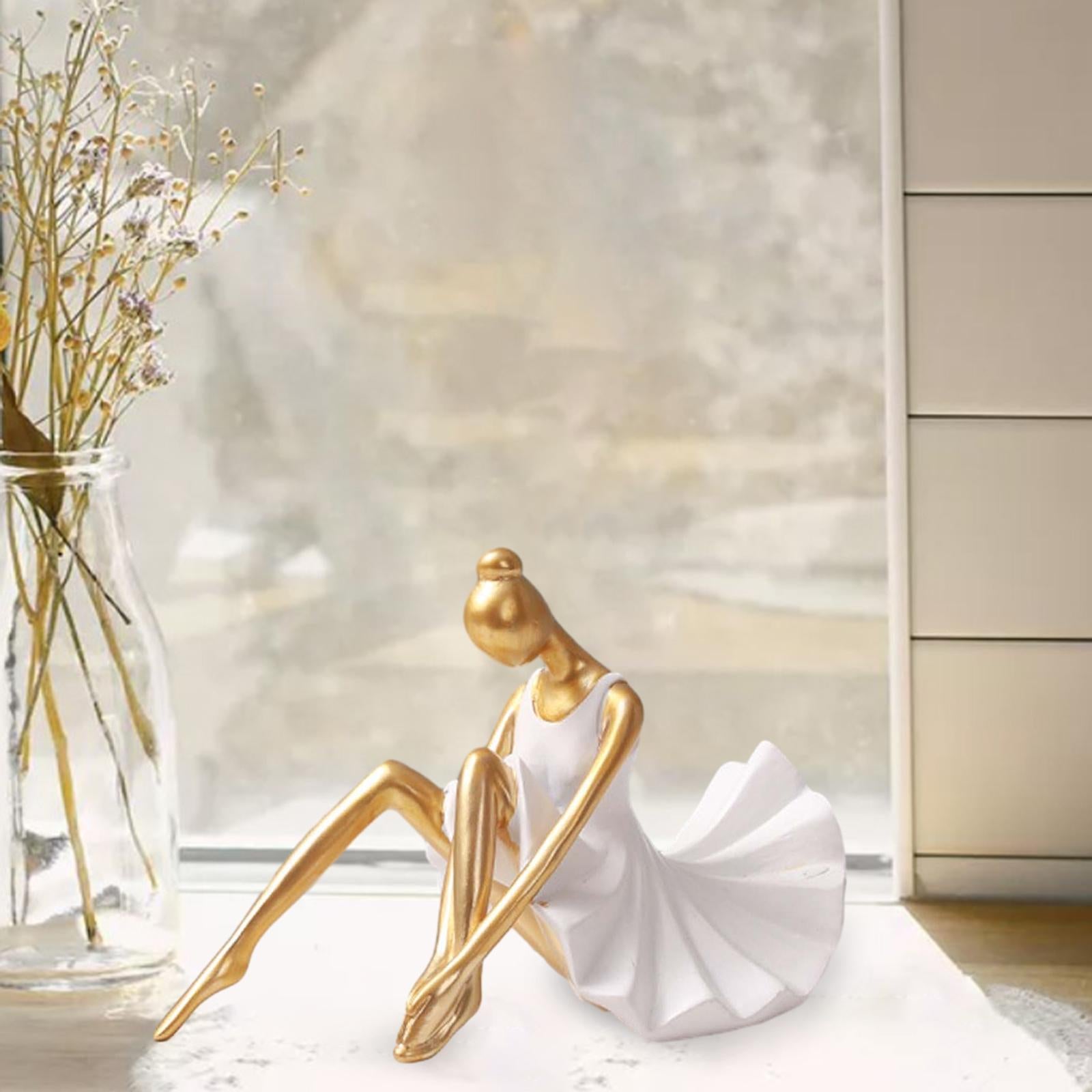 Ballerina Girl Figurine Statue Ornament for Bookshelf Living Room Decoration Style B
