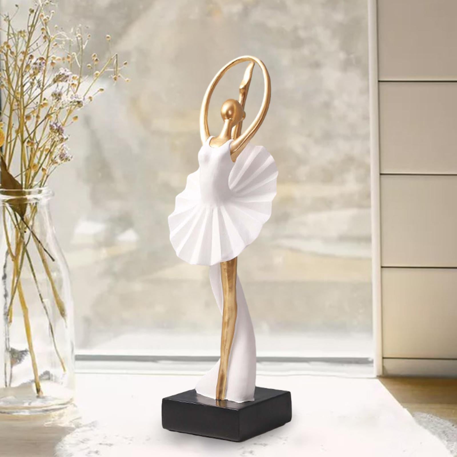 Ballerina Girl Figurine Statue Ornament for Bookshelf Living Room Decoration Style C