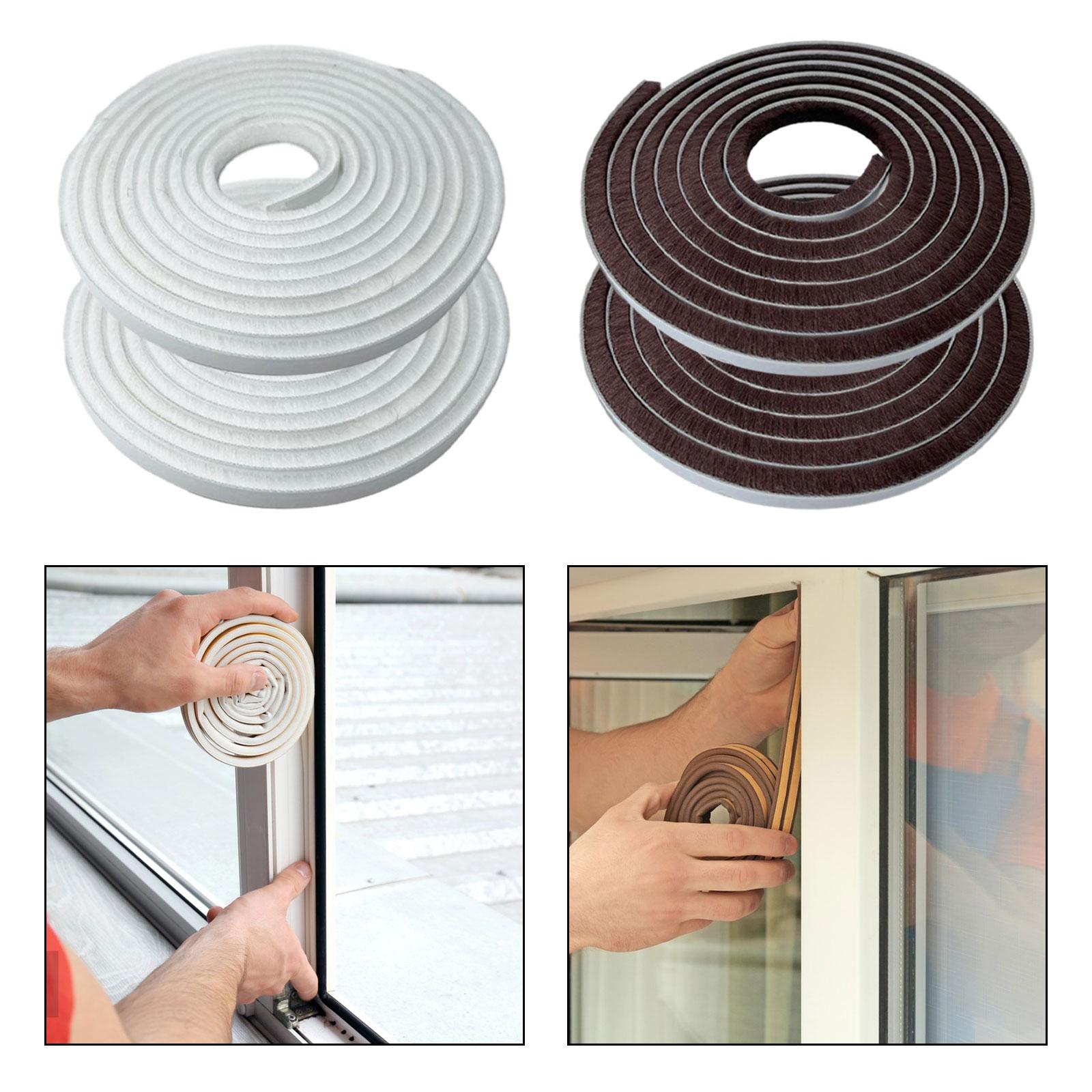 2 Pieces Door Weather Stripping Brush Seal Weatherstripping for Window White