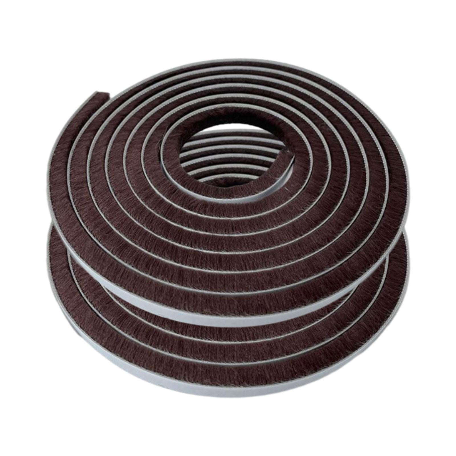 2 Pieces Door Weather Stripping Brush Seal Weatherstripping for Window Brown