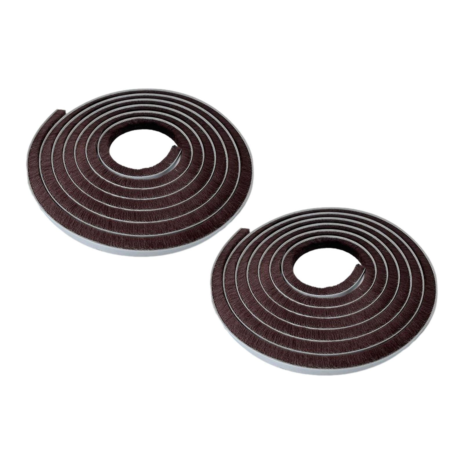 2Pcs Door Weather Stripping Sealing Tape for Cabinet Door Wardrobes Windows Brown