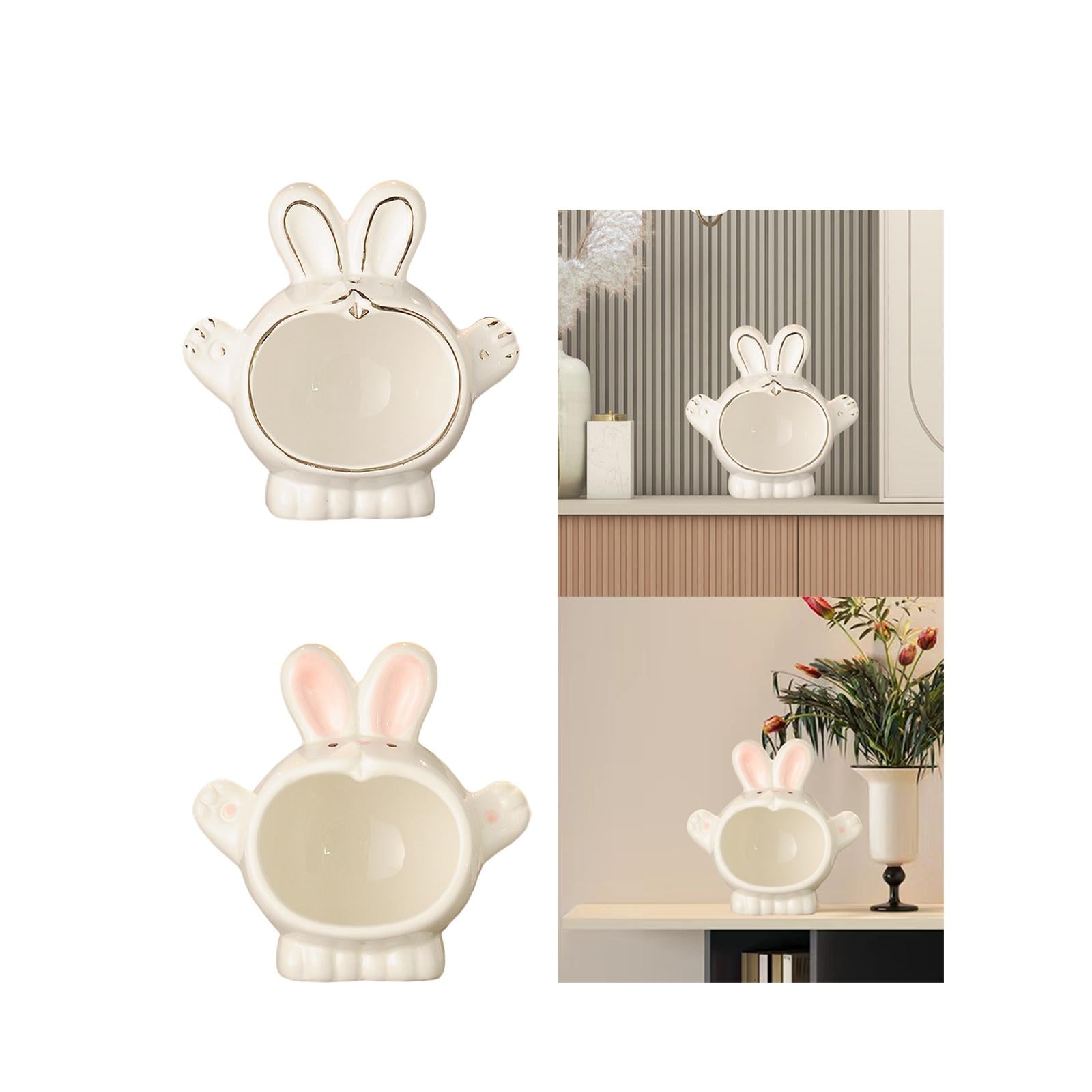 Bunny Storage Box Key Holder Festival Bedside Ceramic Rabbit Statue Figurine White