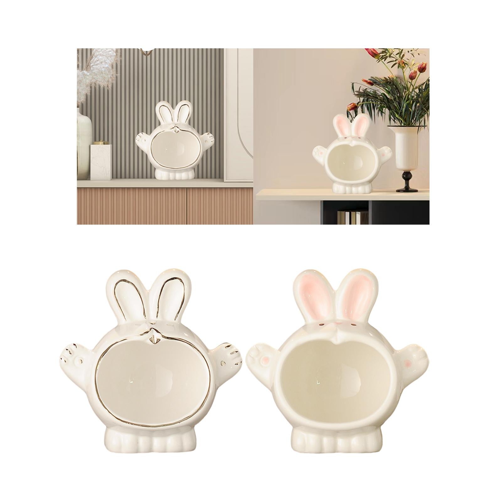Bunny Storage Box Key Holder Festival Bedside Ceramic Rabbit Statue Figurine White