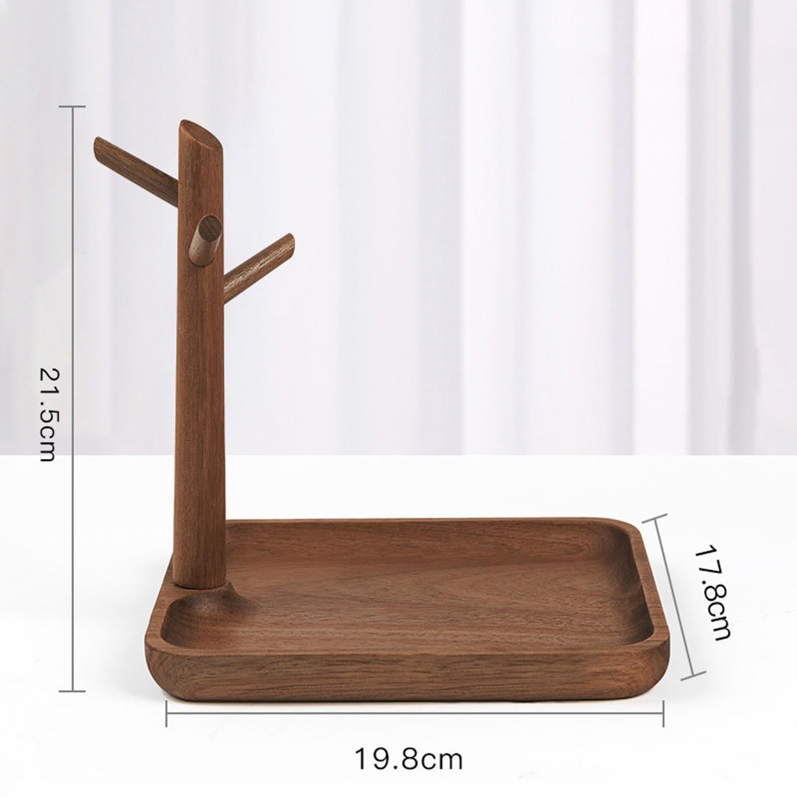 Wooden Key Tray Jewelry Tray Dresser Organizer for Keys Rings Wallet Stylish 19.8x17.8x21.5cm