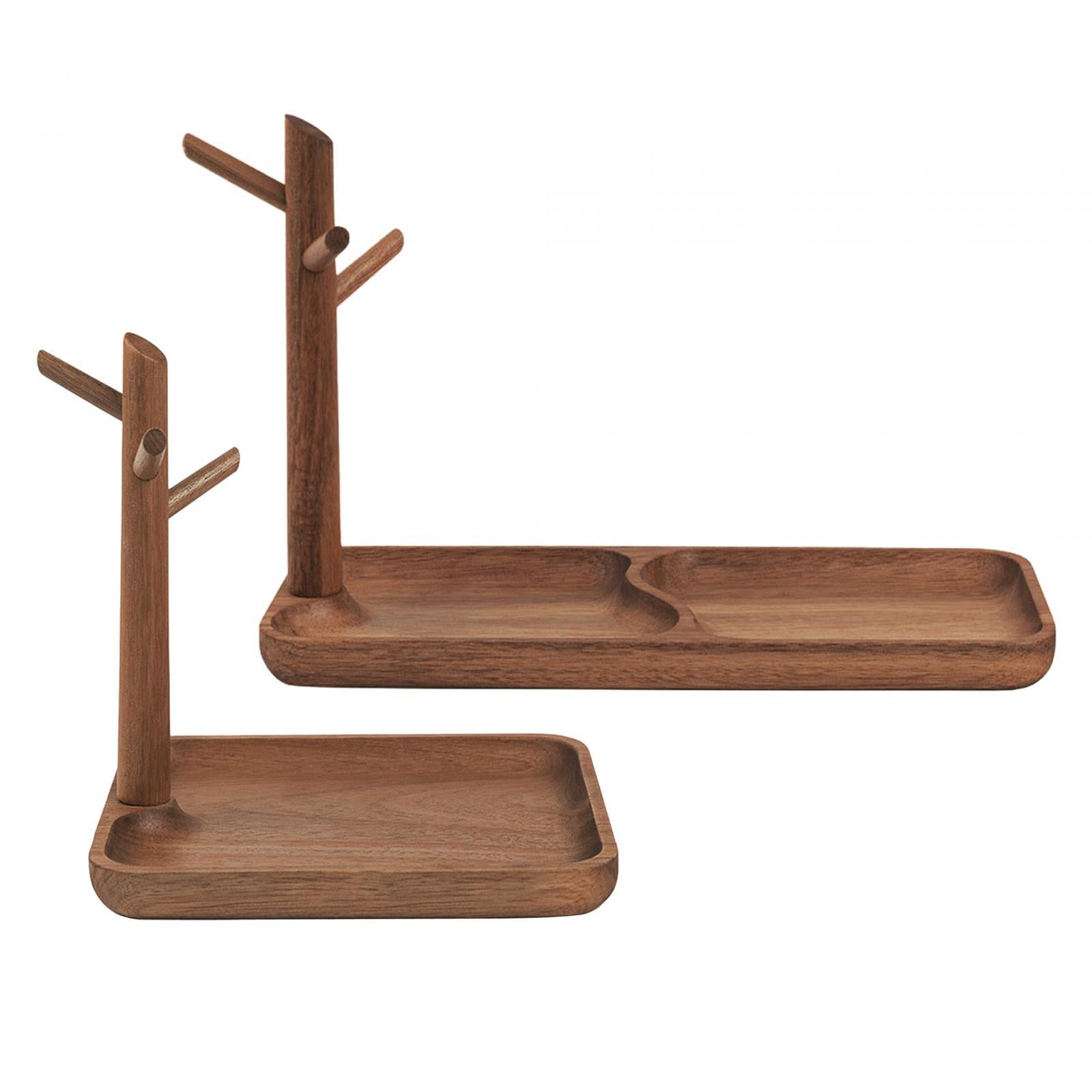 Wooden Key Tray Jewelry Tray Dresser Organizer for Keys Rings Wallet Stylish 19.8x17.8x21.5cm