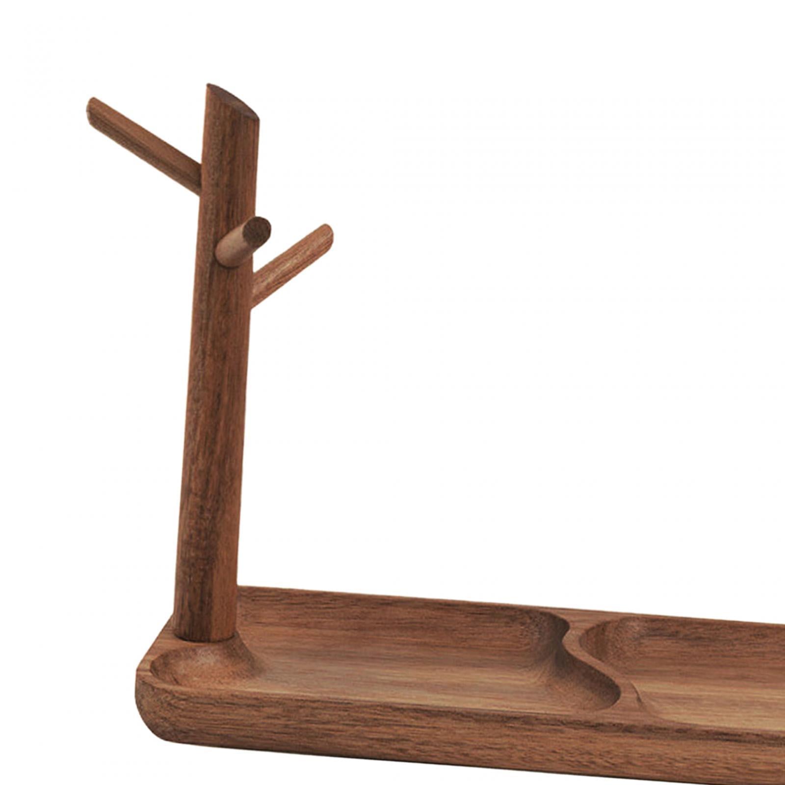 Wooden Key Tray Jewelry Tray Dresser Organizer for Keys Rings Wallet Stylish 30x12x21.5cm