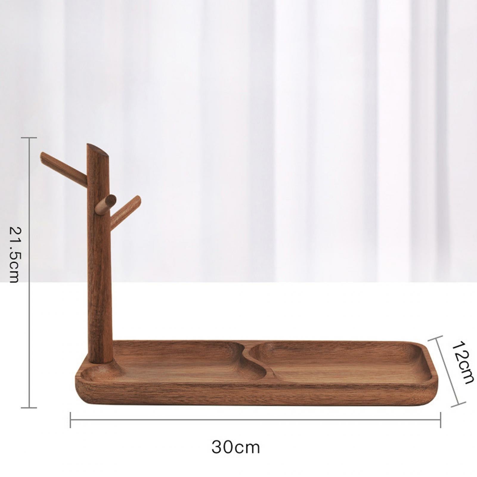 Wooden Key Tray Jewelry Tray Dresser Organizer for Keys Rings Wallet Stylish 30x12x21.5cm