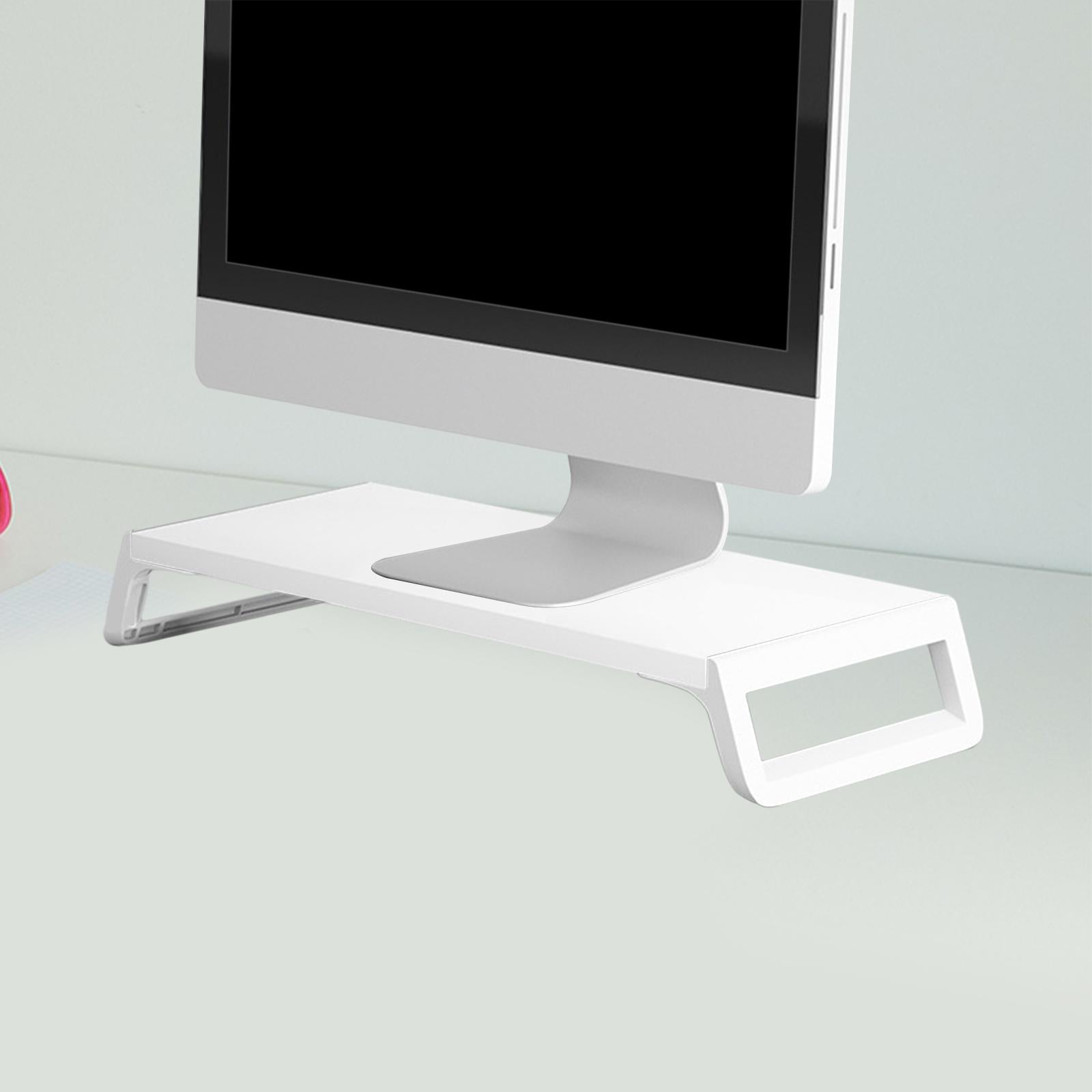 Monitor Stand Desk for PC Screen Wooden Support Desktop Shelf Computer Stand white ang white