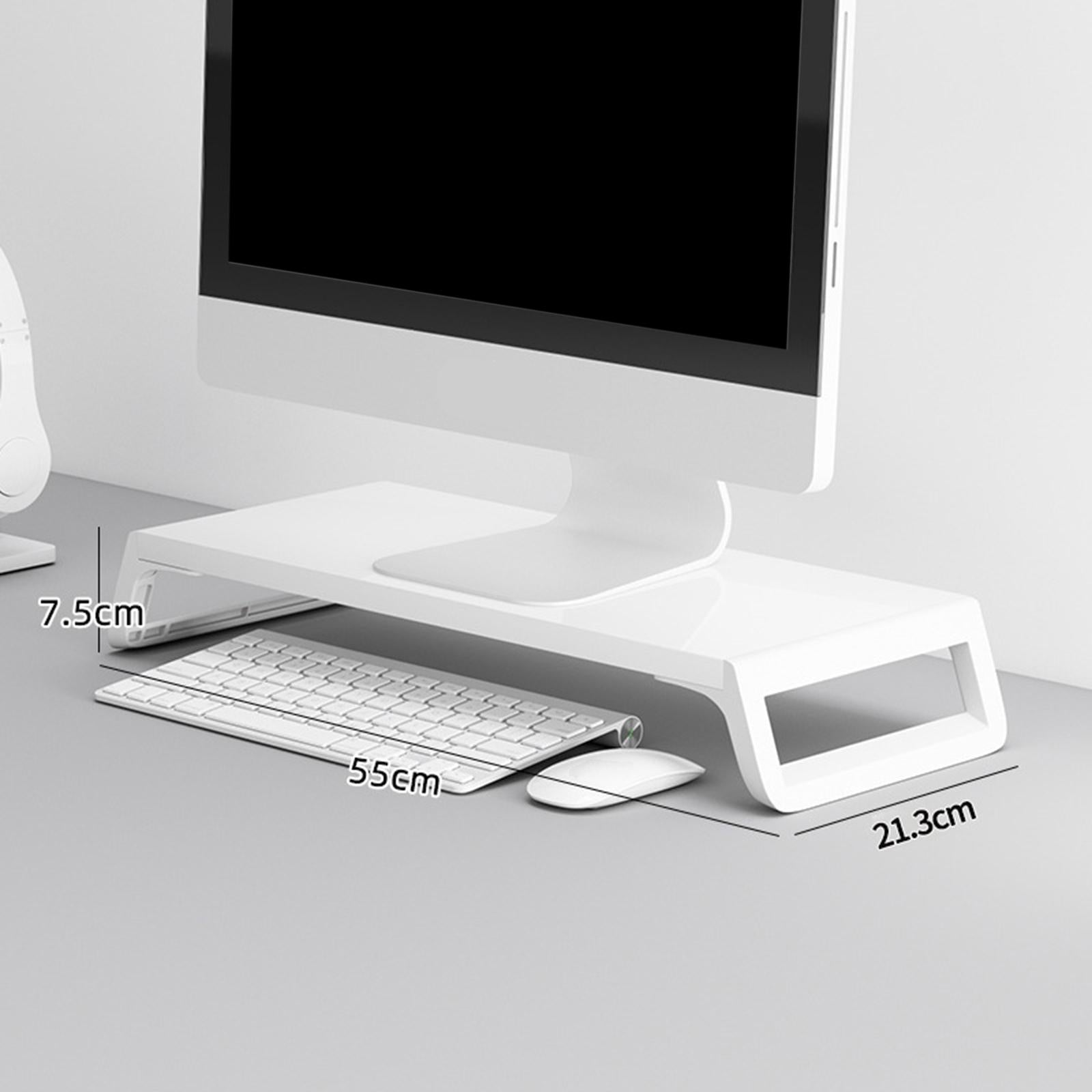 Monitor Stand Desk for PC Screen Wooden Support Desktop Shelf Computer Stand white ang white