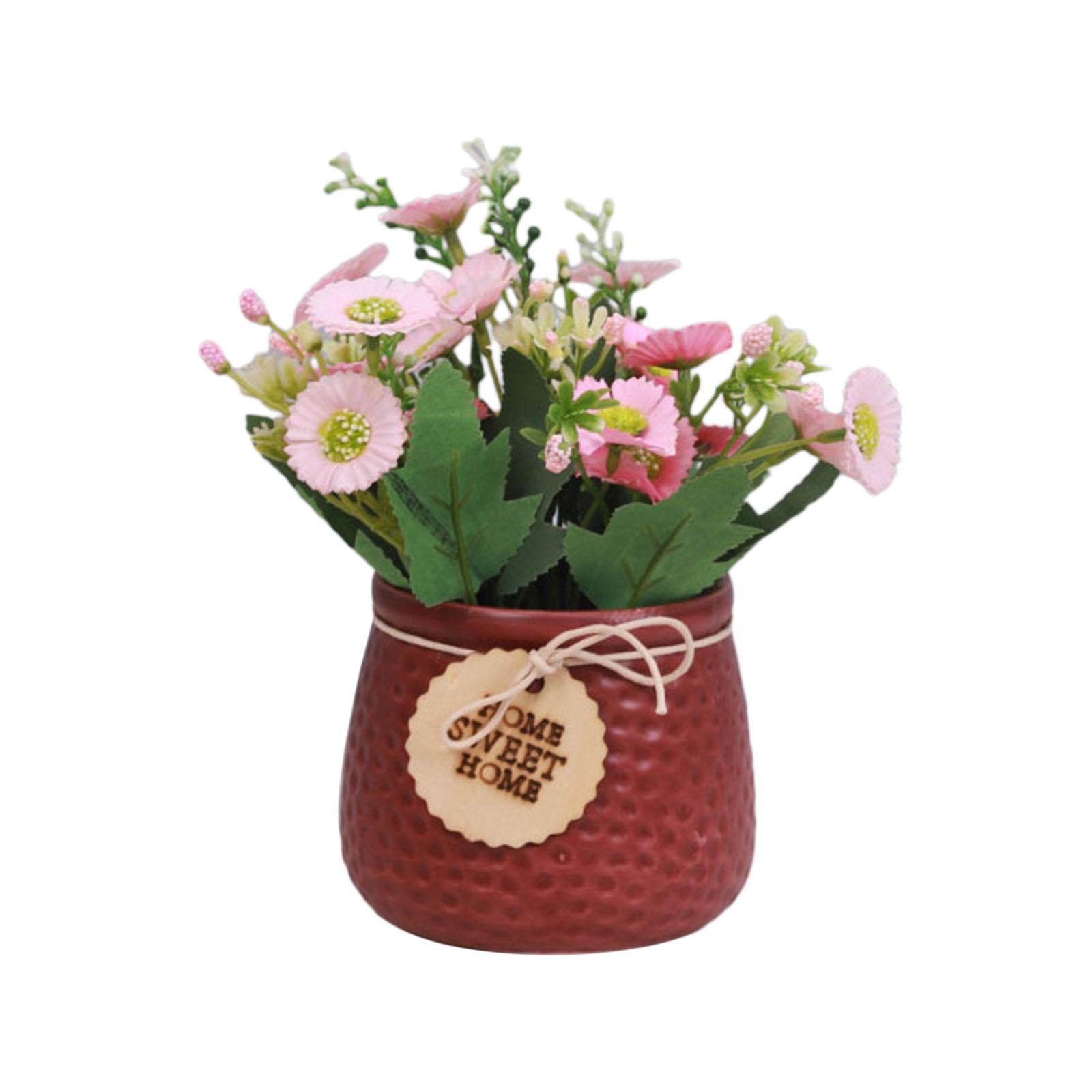 Simulated Plant Flowerpot Ornament Outdoor Plant Pots for Display Party Home Red vase