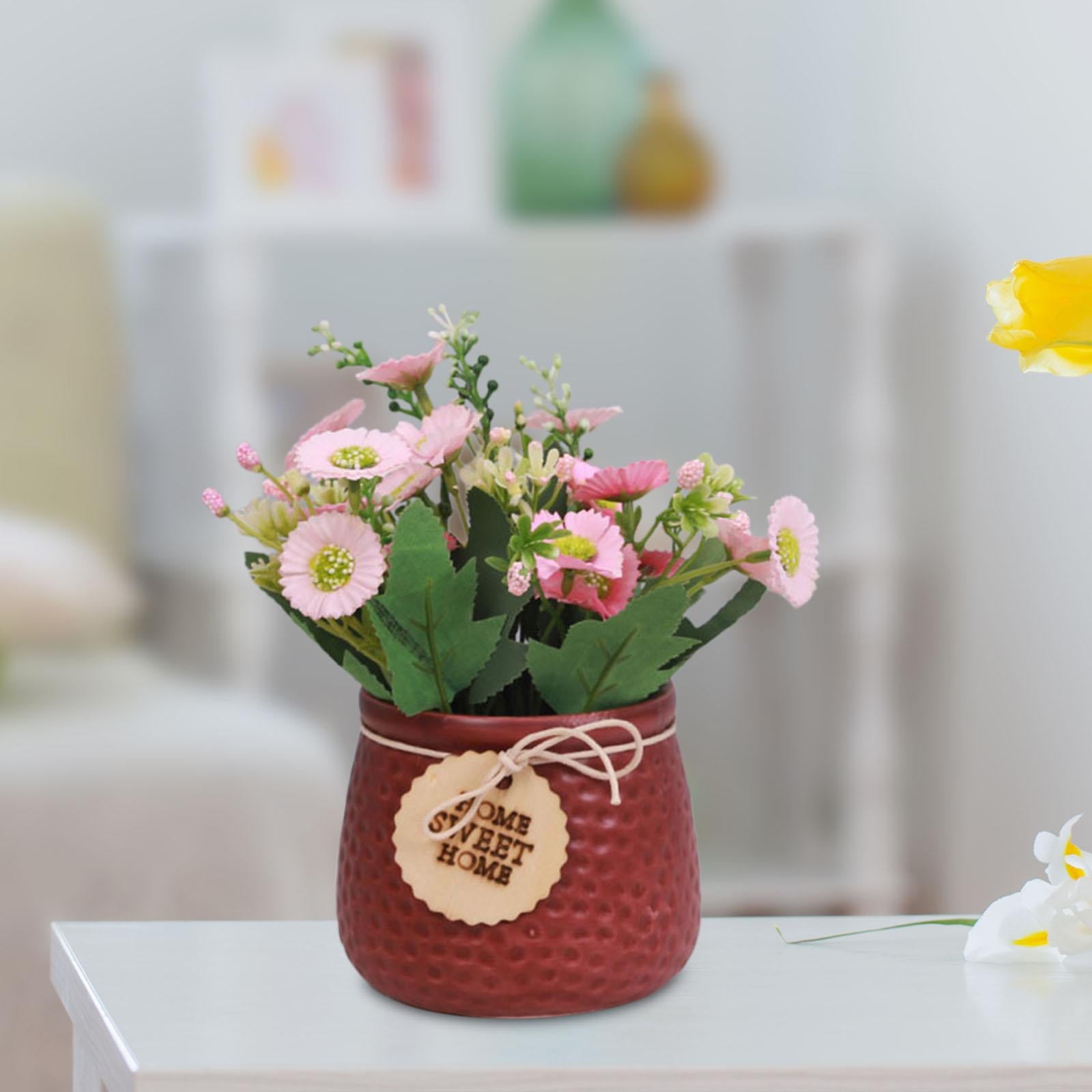 Simulated Plant Flowerpot Ornament Outdoor Plant Pots for Display Party Home Red vase